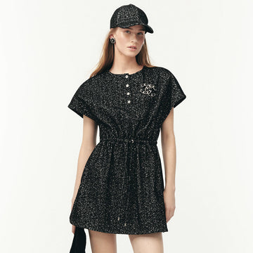 Chanel 25M Coco Beach Beach Series Round Neck Button First Embroidered Logo Short Sleeve Dress #336789