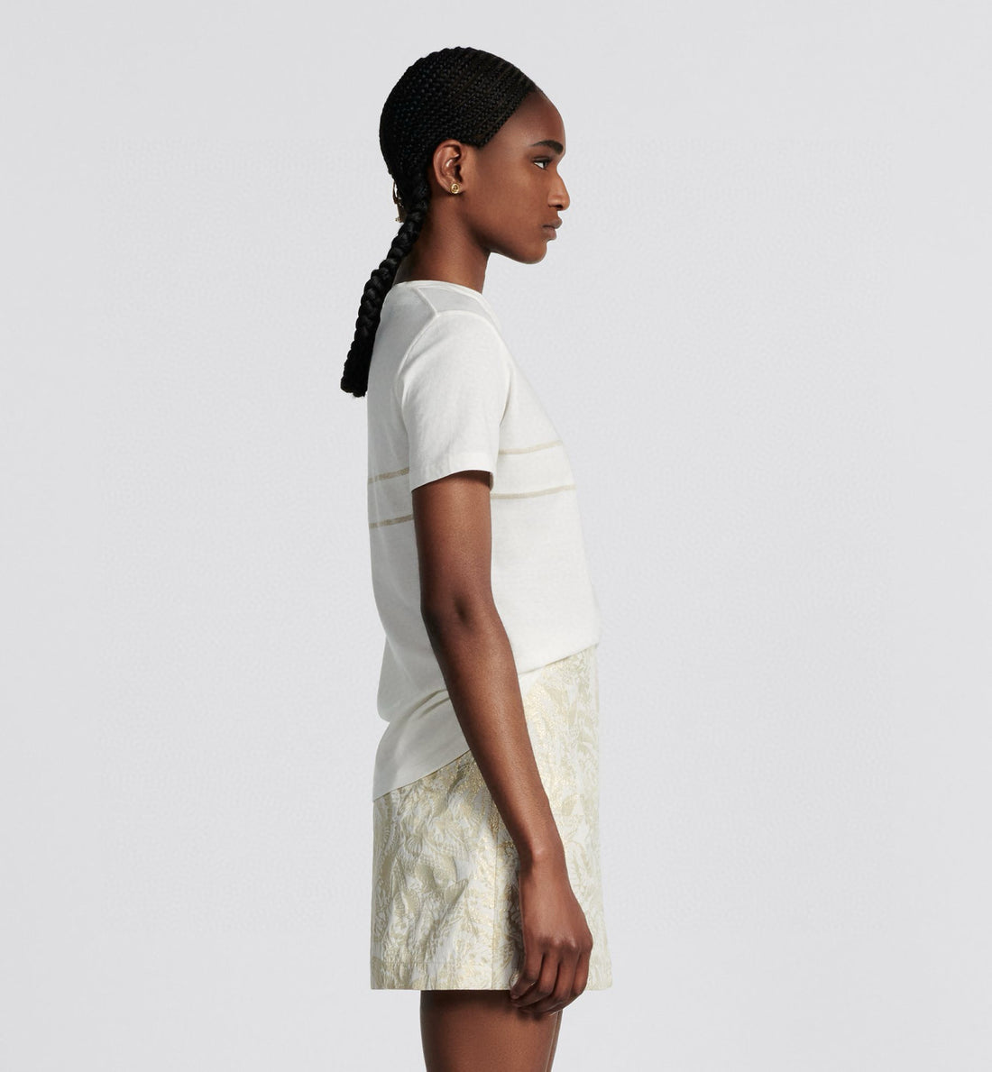 Dior Women's Summer Fashion Casual Crew Neck Cotton Short Sleeve T-Shirt with Gold Thread Embroidery T-Shirt #78579