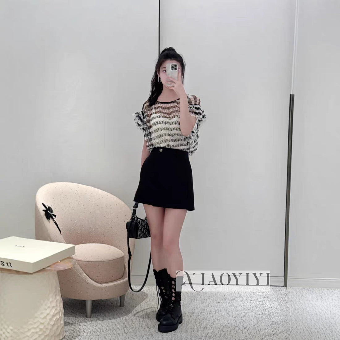 Dior Marini¨¨re Short-Sleeved Sweater with Removable Collar #335985