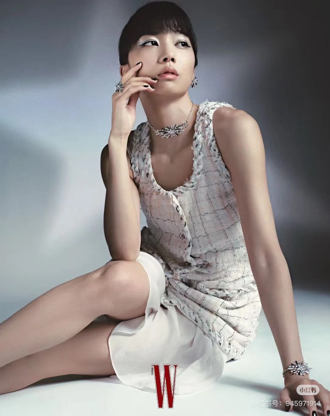 Chanel 25SS White Plaid Tweed Vest Dress #333127