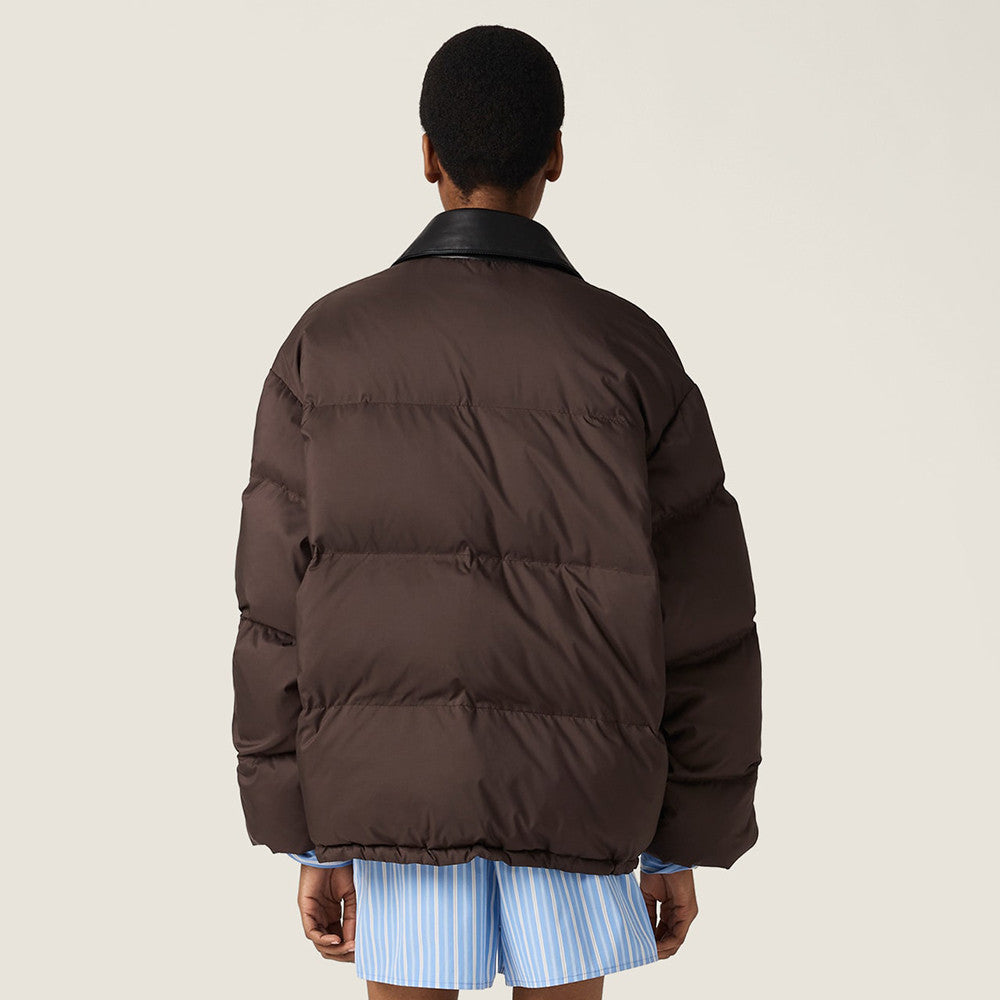 MiuMiu Ebony Technical Pong¨¦ Cropped Down Jacket  #335949