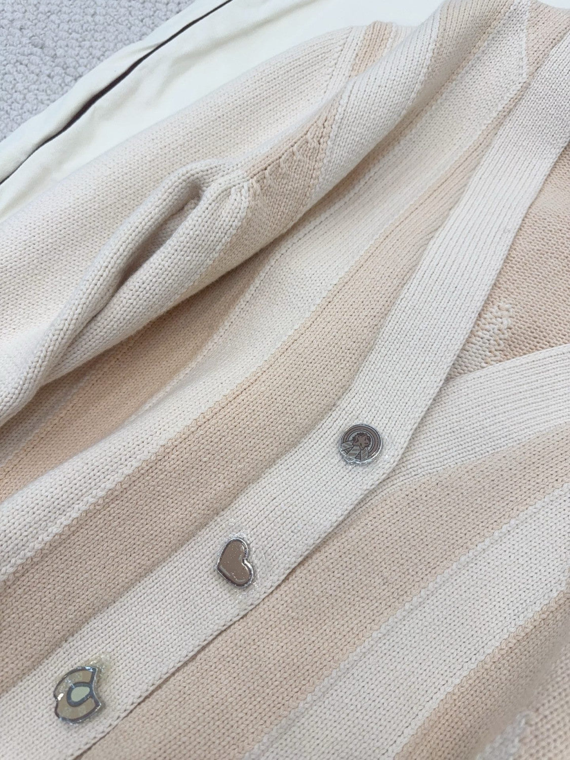 Hermes Long sleeve Long Cardigan Thick Bicolor Cotton #333633