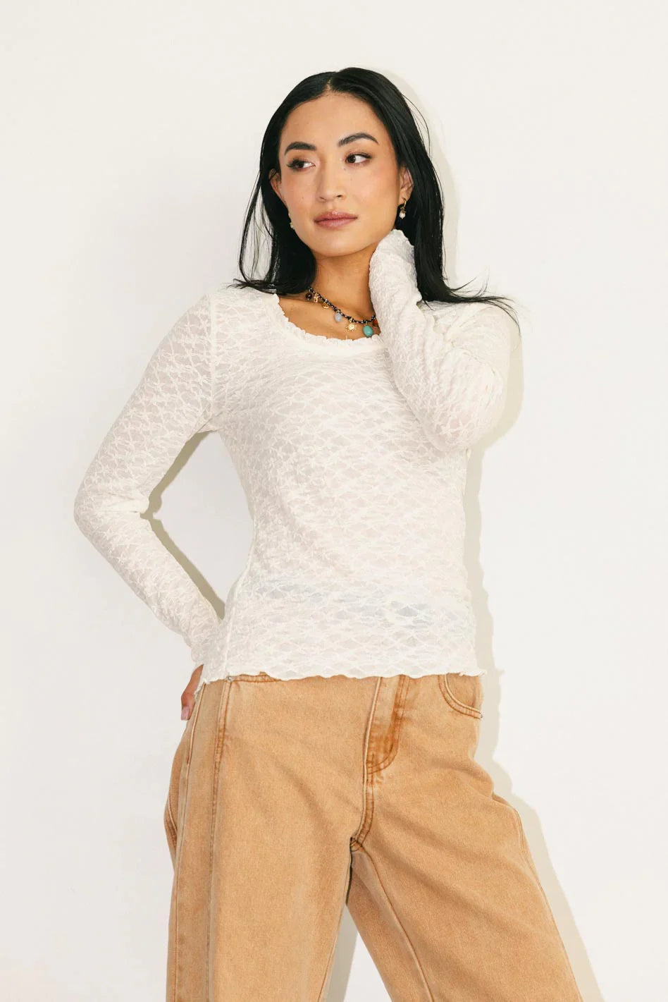 Gracey Lace Top in Cream