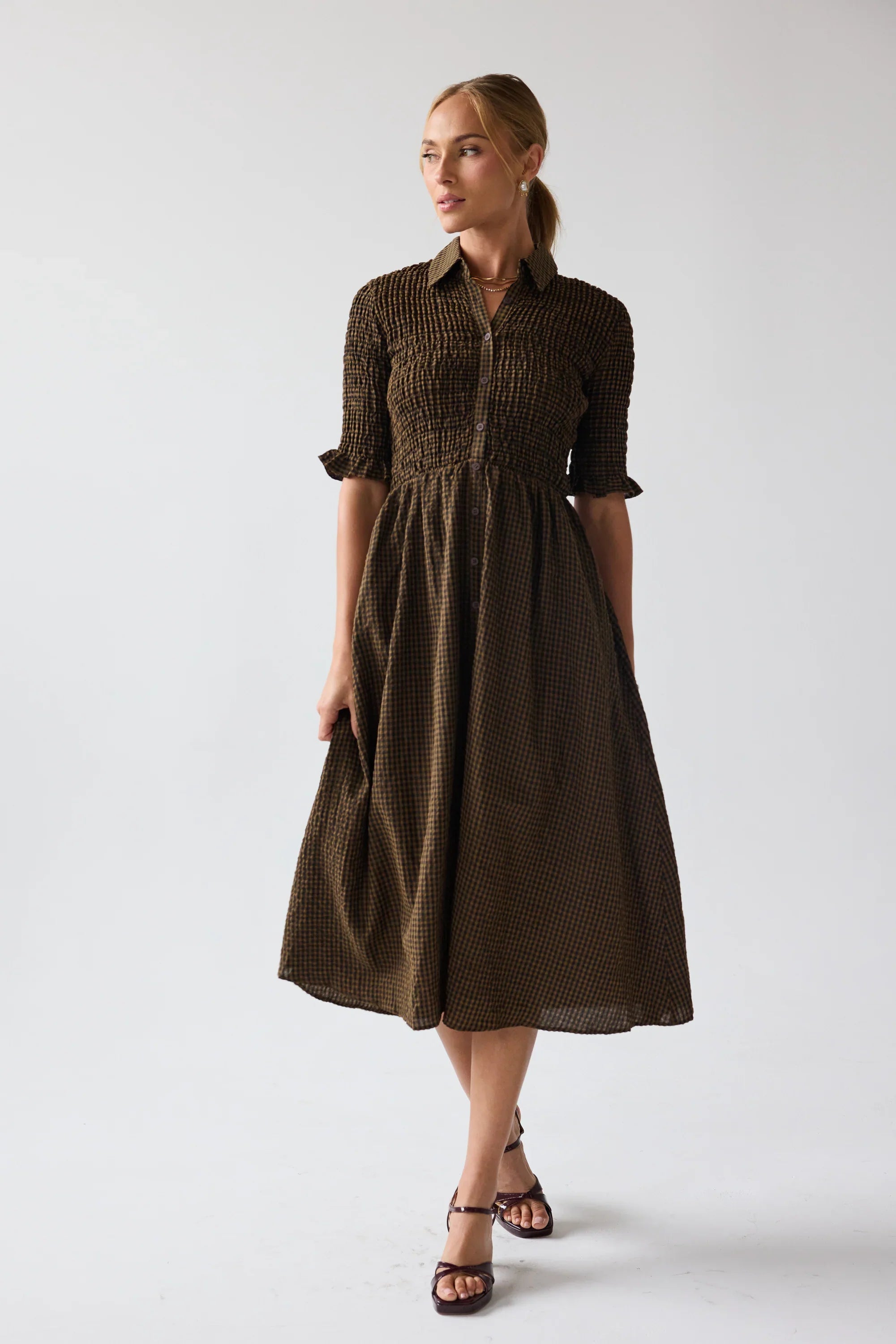 Jonas Gingham Midi Dress