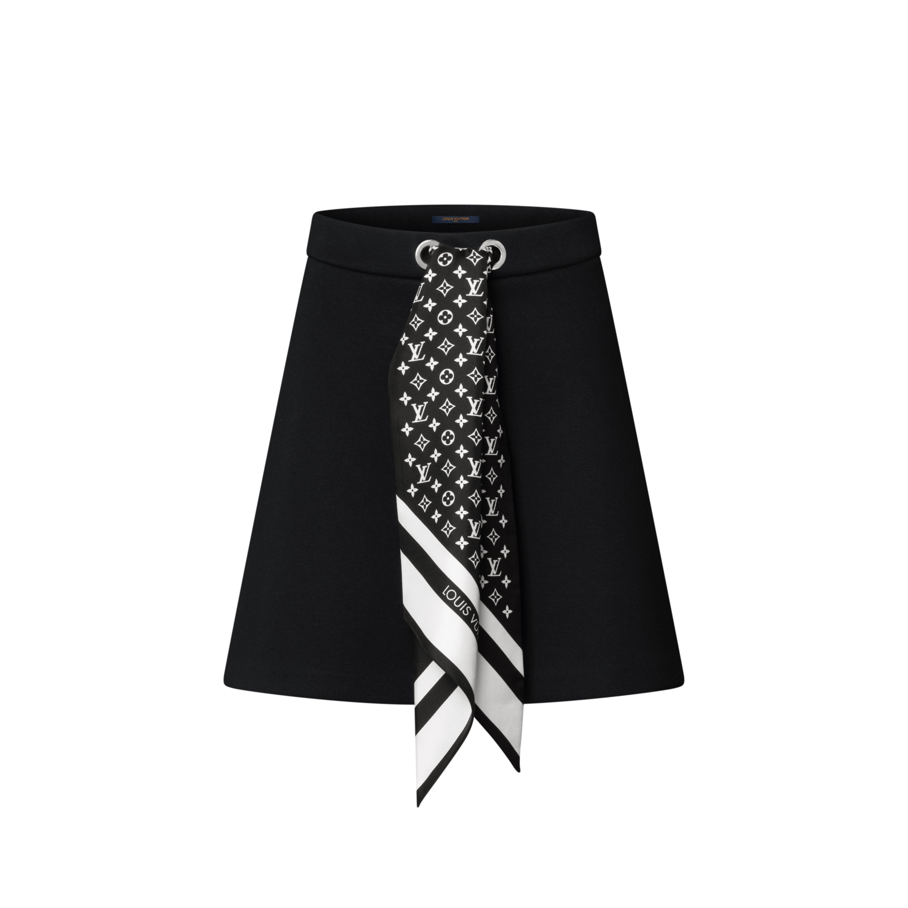 Louis Vuitton MONOGRAM Women's Fall/Winter Fashion Casual Silk Scarf Zipper Hooded Long Sleeve Sweatshirt with Mini Flared Casual Skirt Suit Set #78752