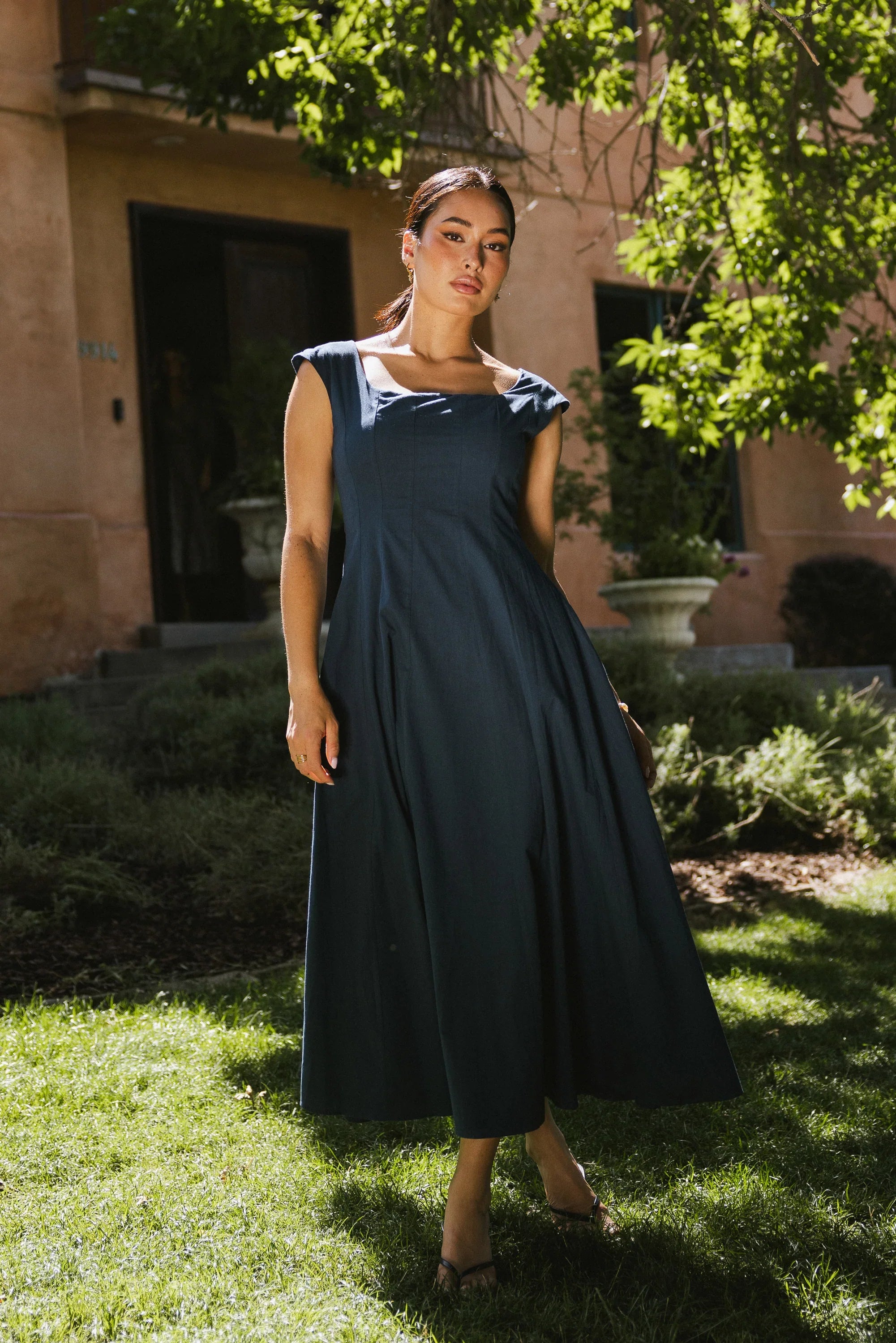 Colin Midi Dress in Navy