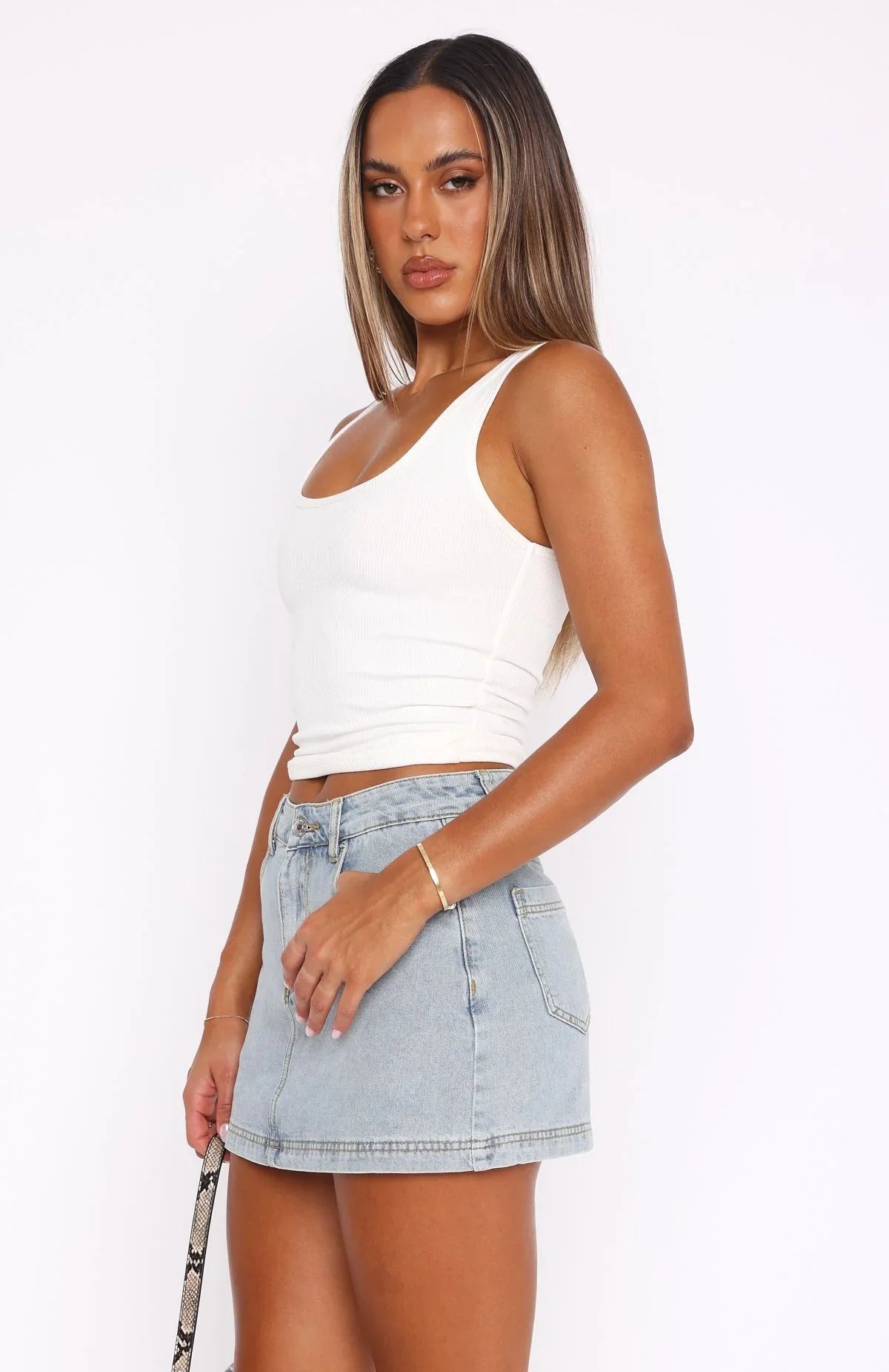 Don't Leave Me Denim Skort Light Blue Wash