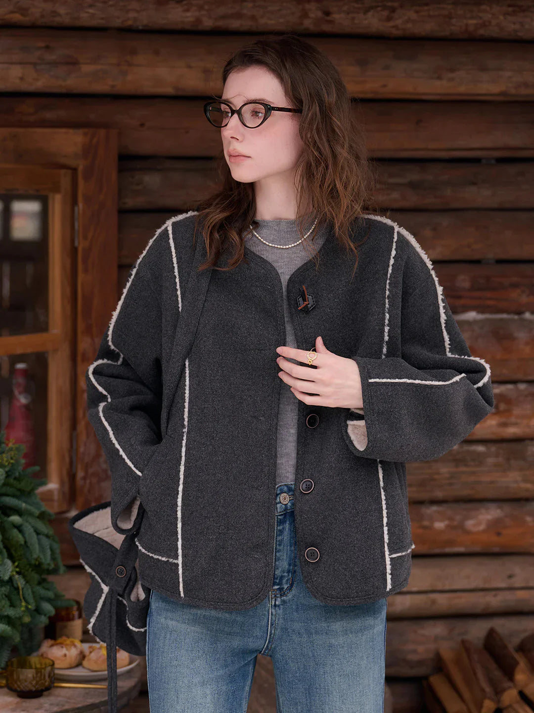 Aileen Round Neck Silhouette Coat (with Hat/Bag)