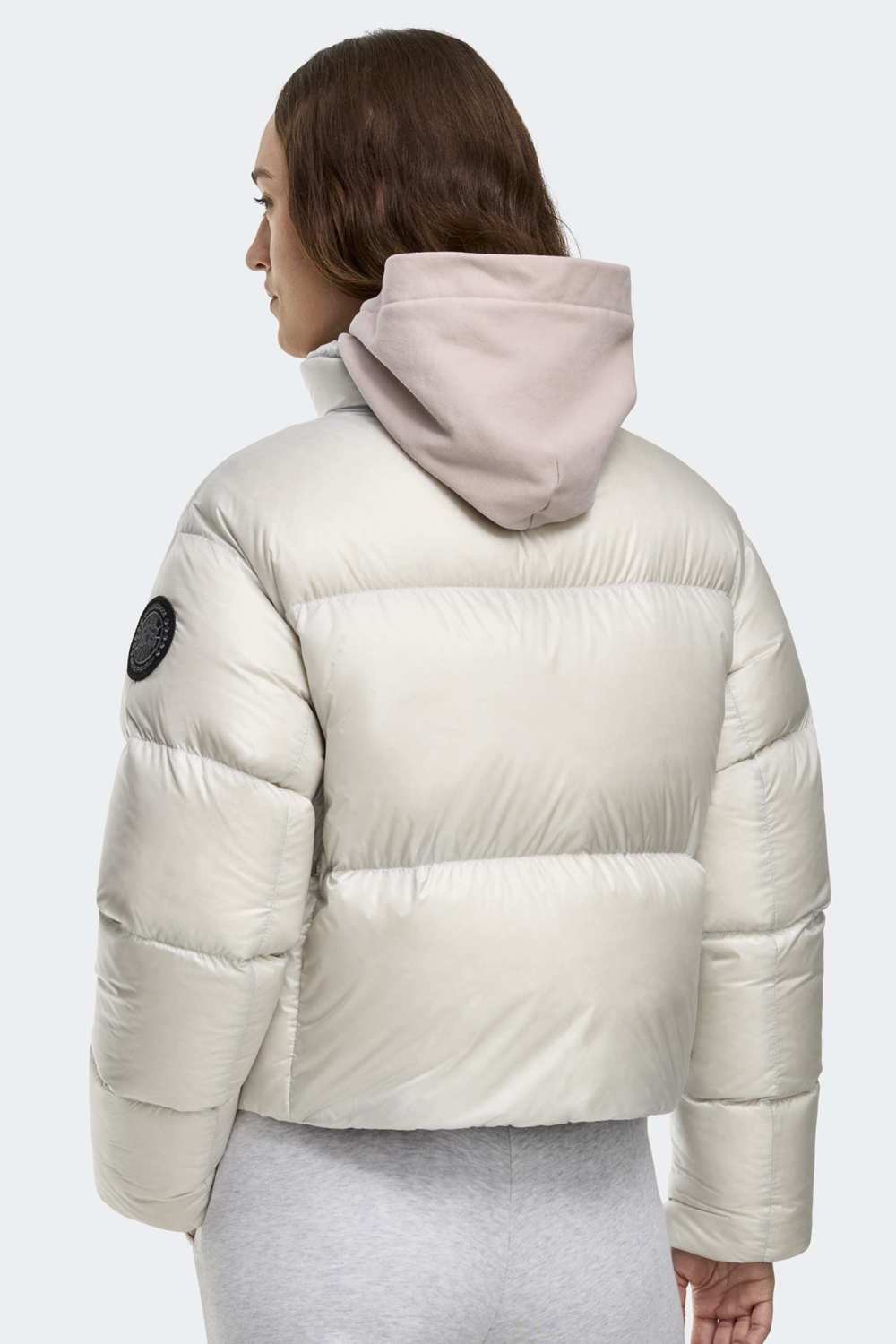 Canada Goose Cypress Cropped Puffer White Label Stand Collar Long Sleeve Glossy Windproof Waterproof Casual Lightweight Short Down Jacket #332228