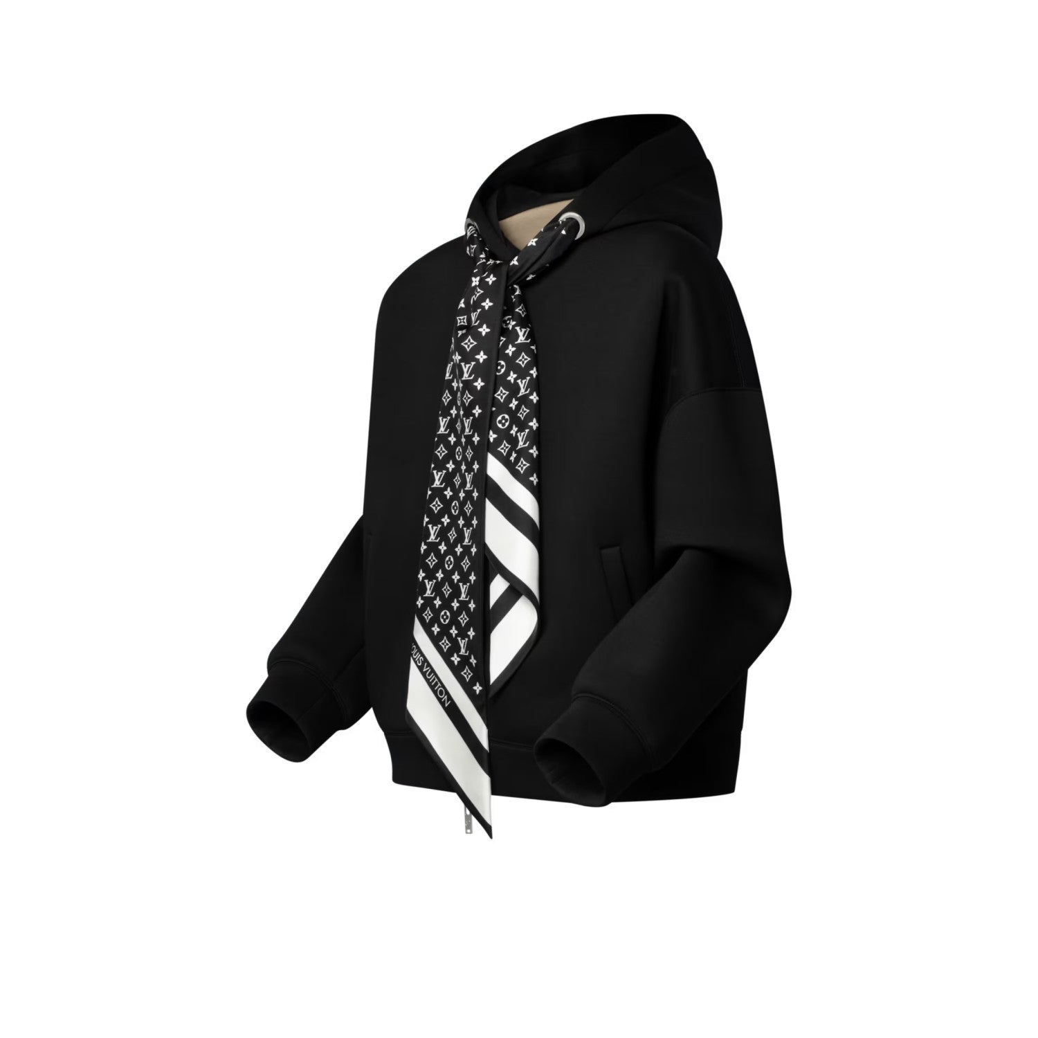 Louis Vuitton MONOGRAM Women's Fall/Winter Fashion Casual Silk Scarf Zipper Hooded Long Sleeve Sweatshirt with Mini Flared Casual Skirt Suit Set #78752