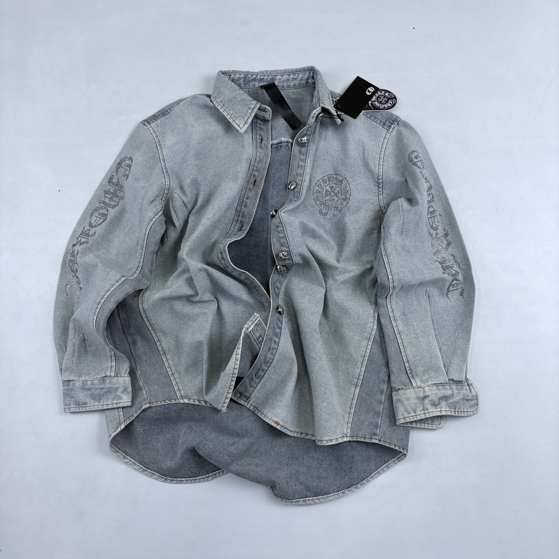 Chrome Hearts Logo Pattern Lapel Single Breasted Long Sleeve Denim Jacket #332839