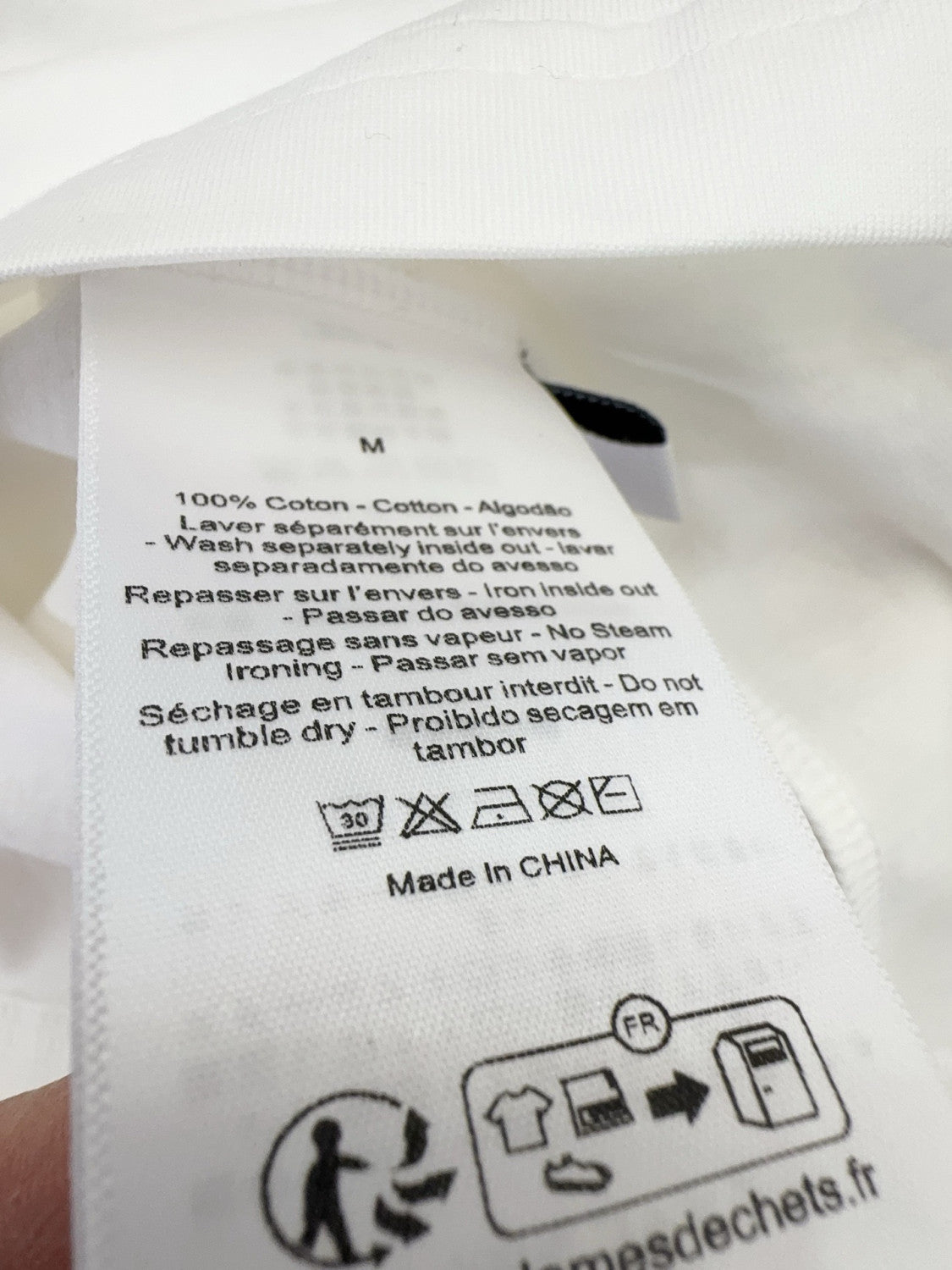 DIOR Fitted T-Shirt White Cotton Jersey with Green Dior Clover Motif #375760