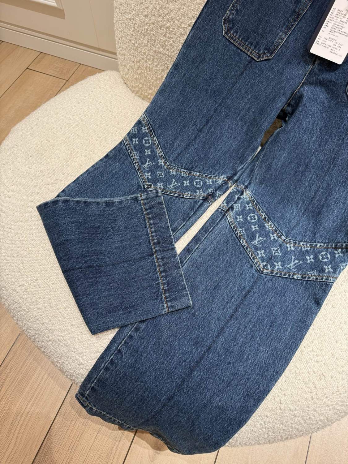LOUIS VUITTON Monogram Accent Raw Denim Jeans #377124