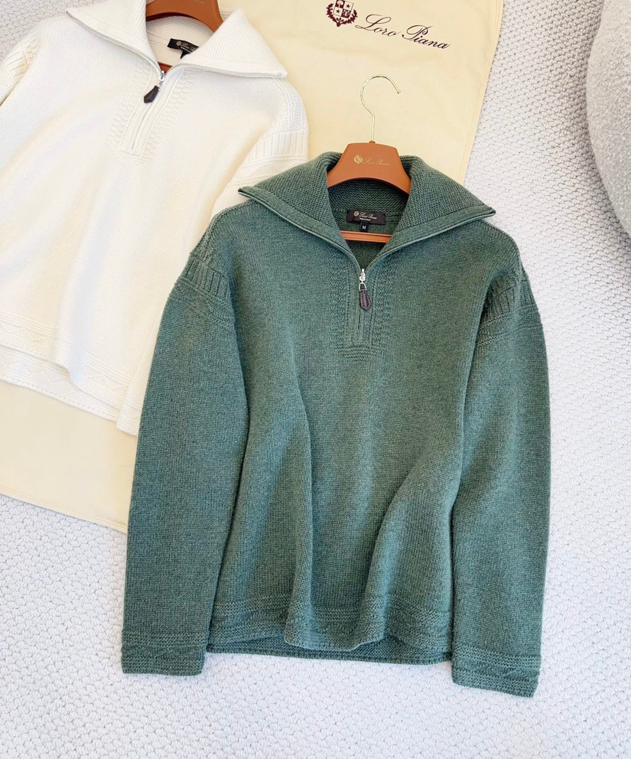 Loro Piana Carezza Sweater Cashmere Green Kelp Melange #336654