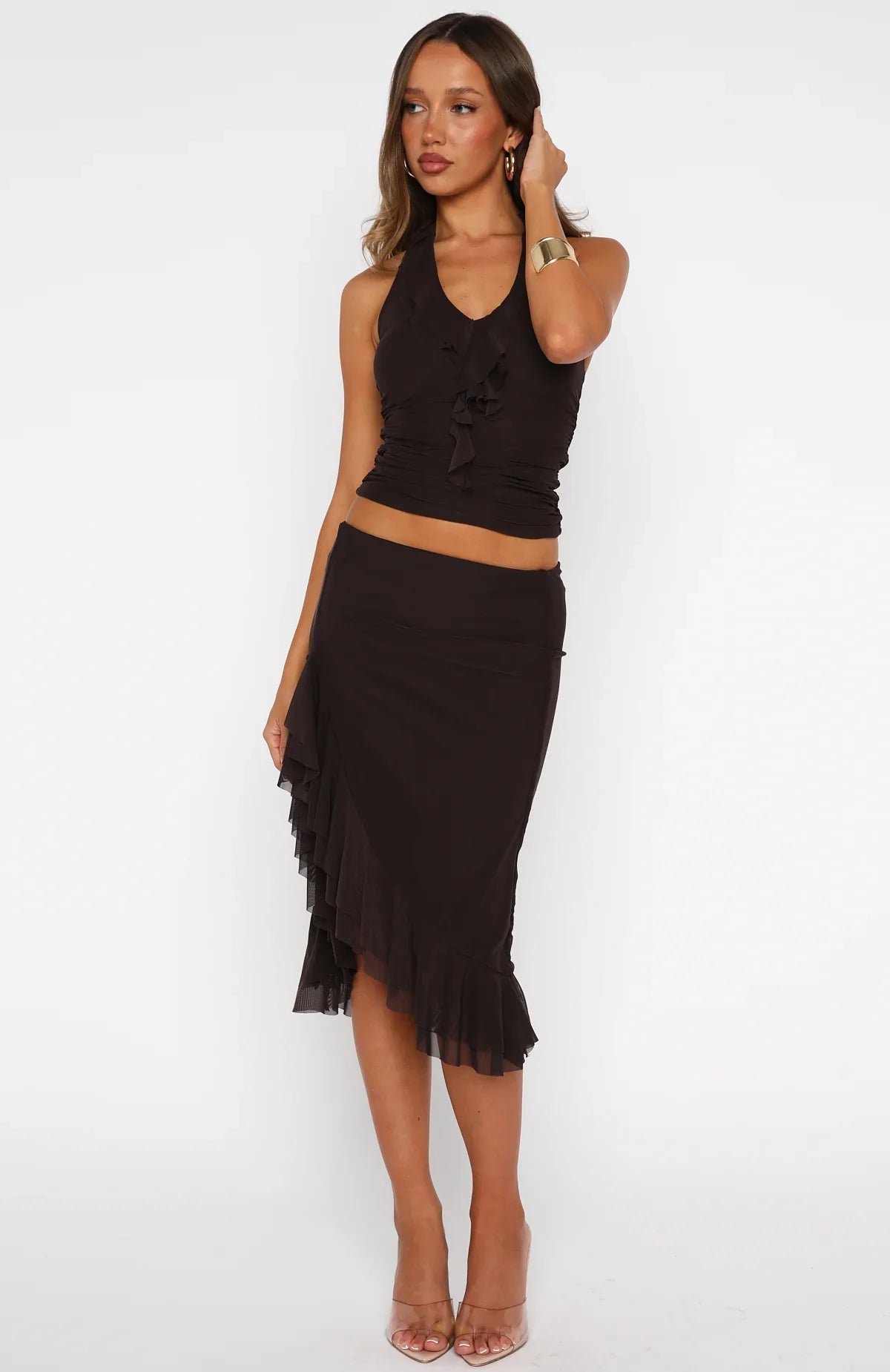 Let It Breathe Midi Skirt Espresso
