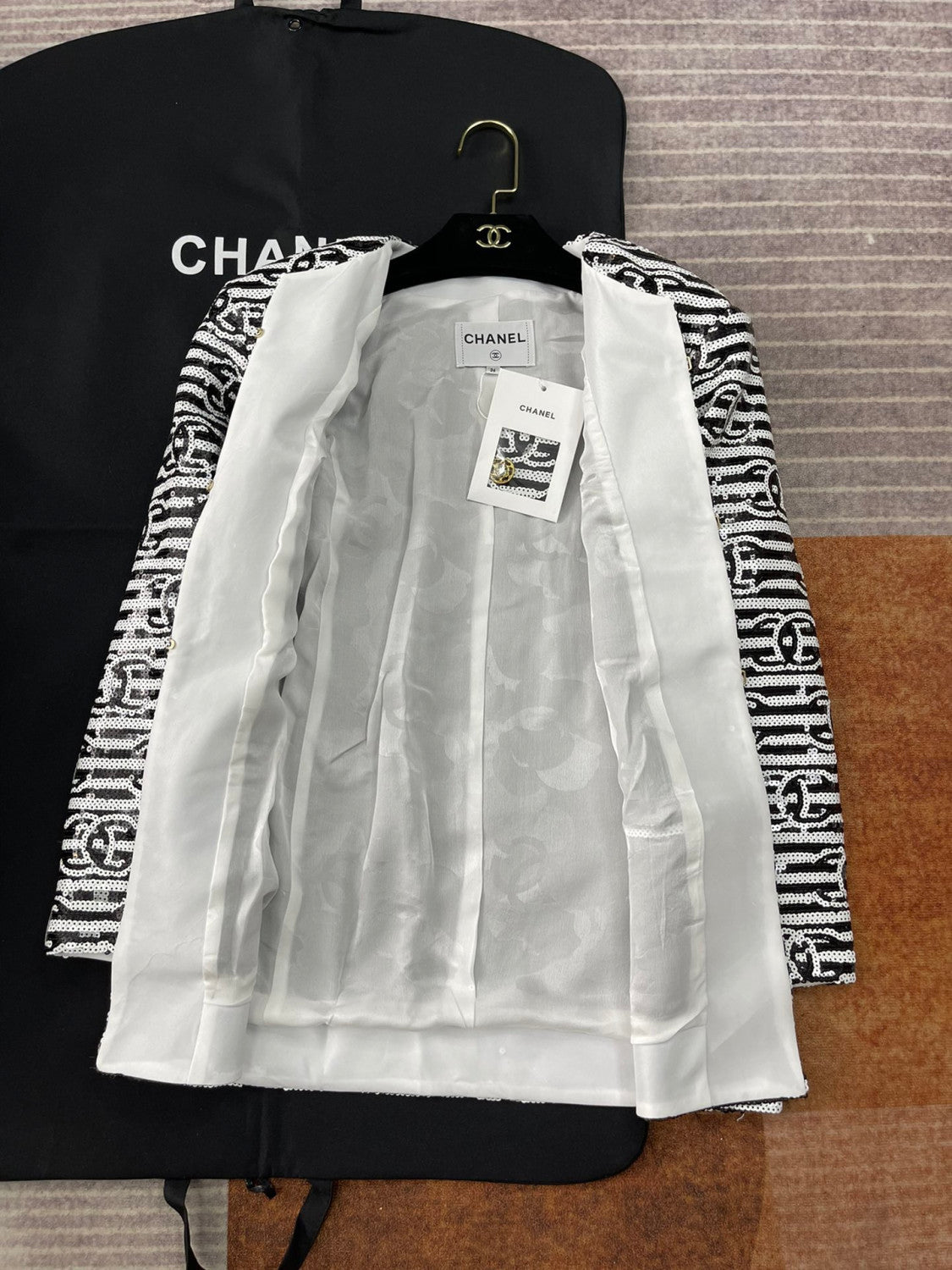 Chanel Cc Sequin Embroidered Jacket #335797