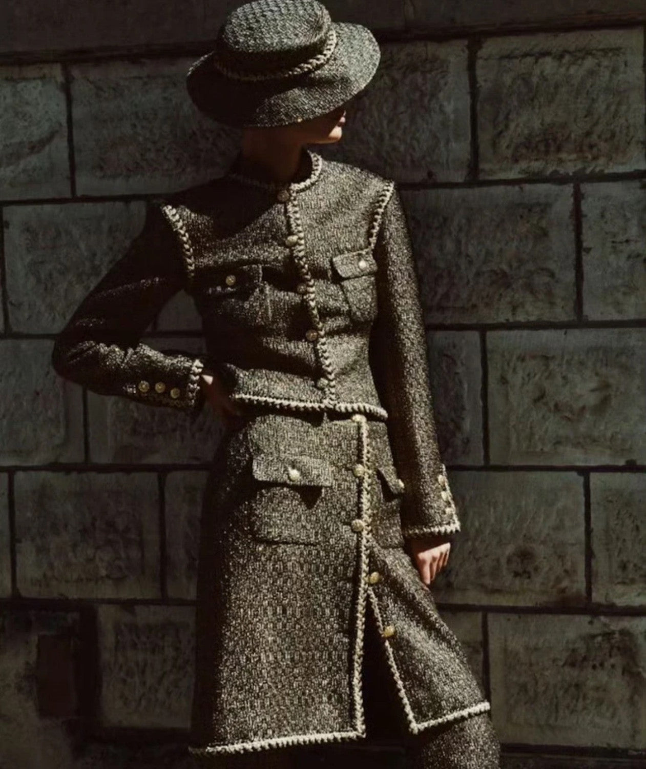 Chanel Jacket Skitr Tweed Gold Black #336118