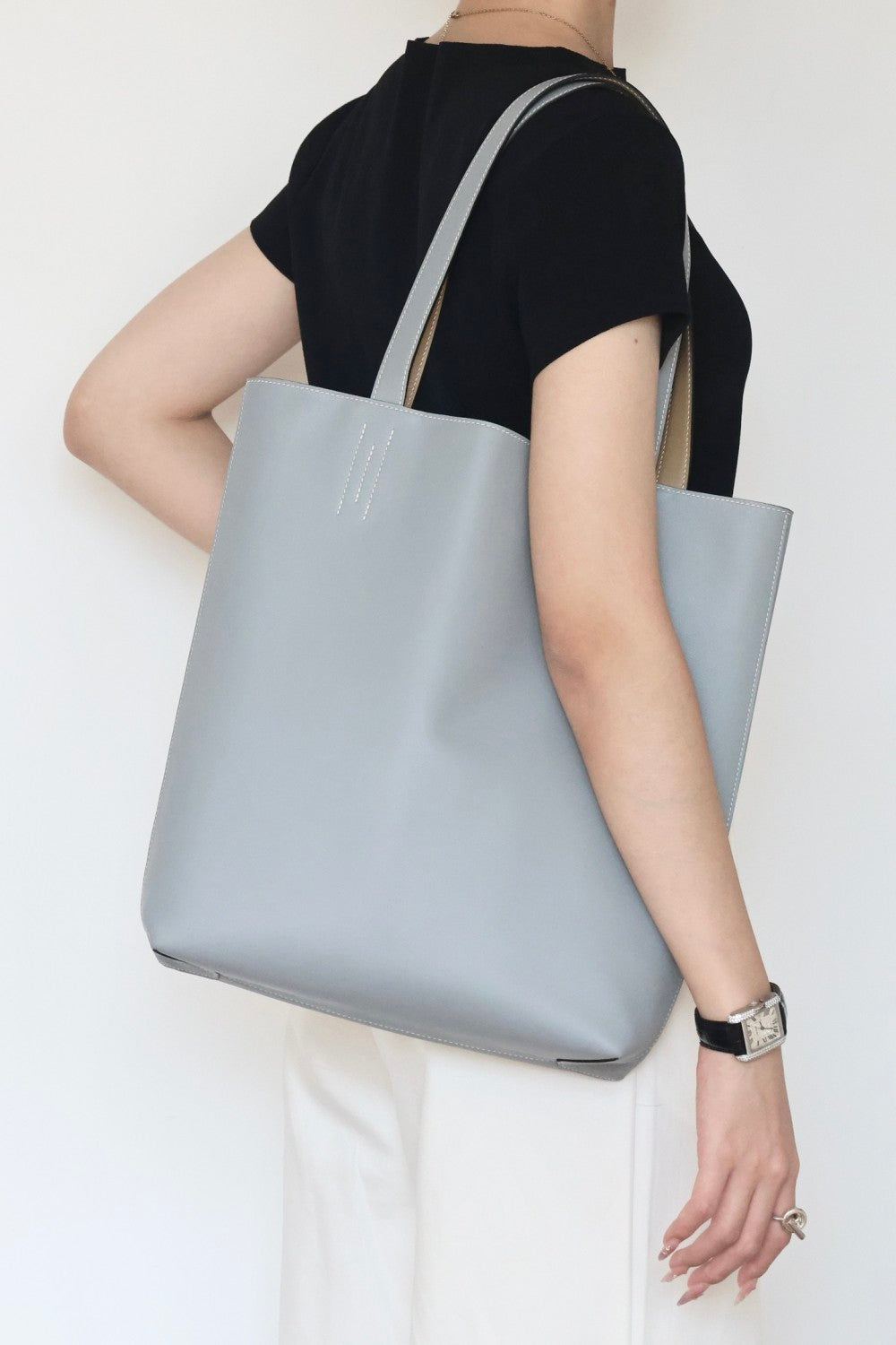 Hermes Women's Double Sensneo Calfskin Shoulder Bag Fashionable Color-Blocked Open Bag Double-Sided Tote Bag With Makeup Bag Bags Ngvp H086707CAAL #2277