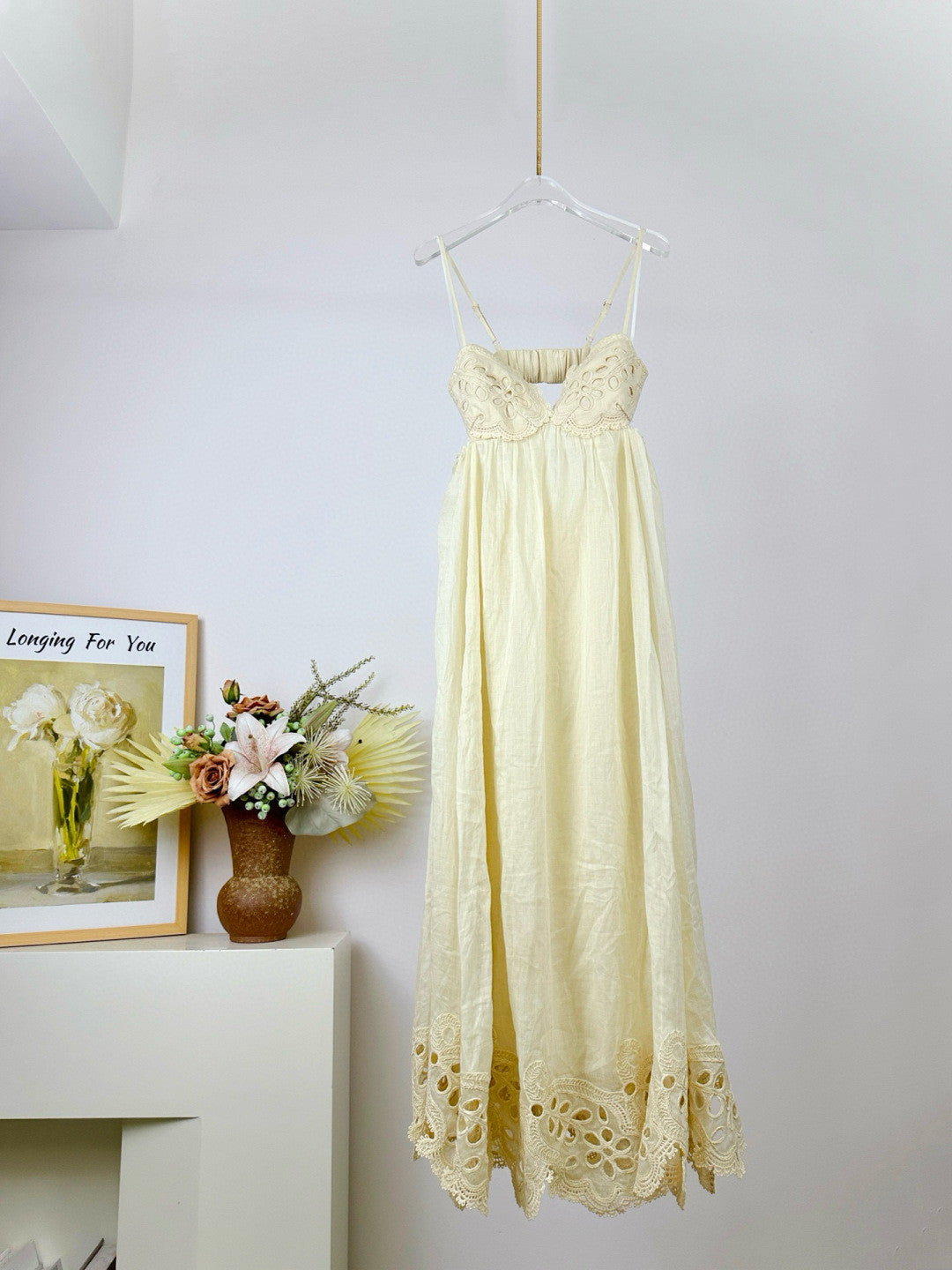 Zimmermann Women's Spring/summer Linen Lace Elegant Temperament Long Dress Fashion Casual Camisole Vest Dresseses Ngvp #2241