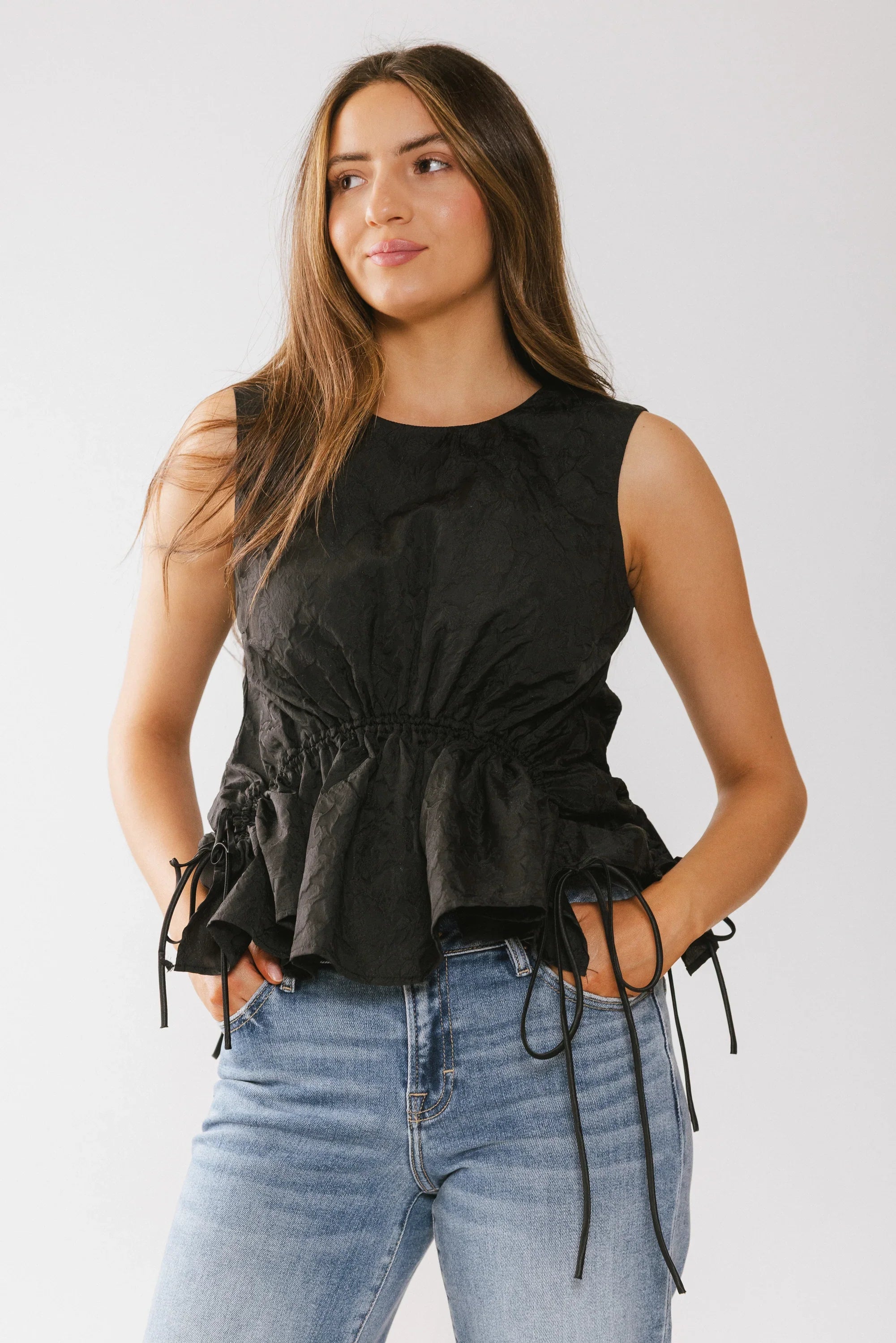 Miranda Textured Blouse in Black