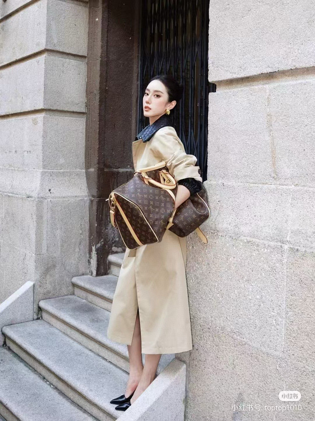 Bottega Veneta Women's Knitted Collar Solid Color Double-Breasted Spring/Fall Lapel Tie-Front Trench Coat Ngvp #2515