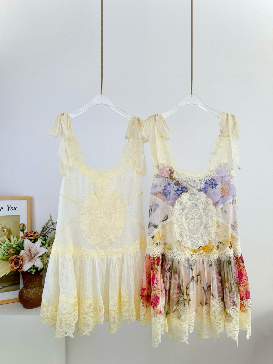 Zimmermann Women's Cascadian Lace Embroidered Contrast Color Patchwork Print V-Neck Summer Sleeveless Mini Dress #81568