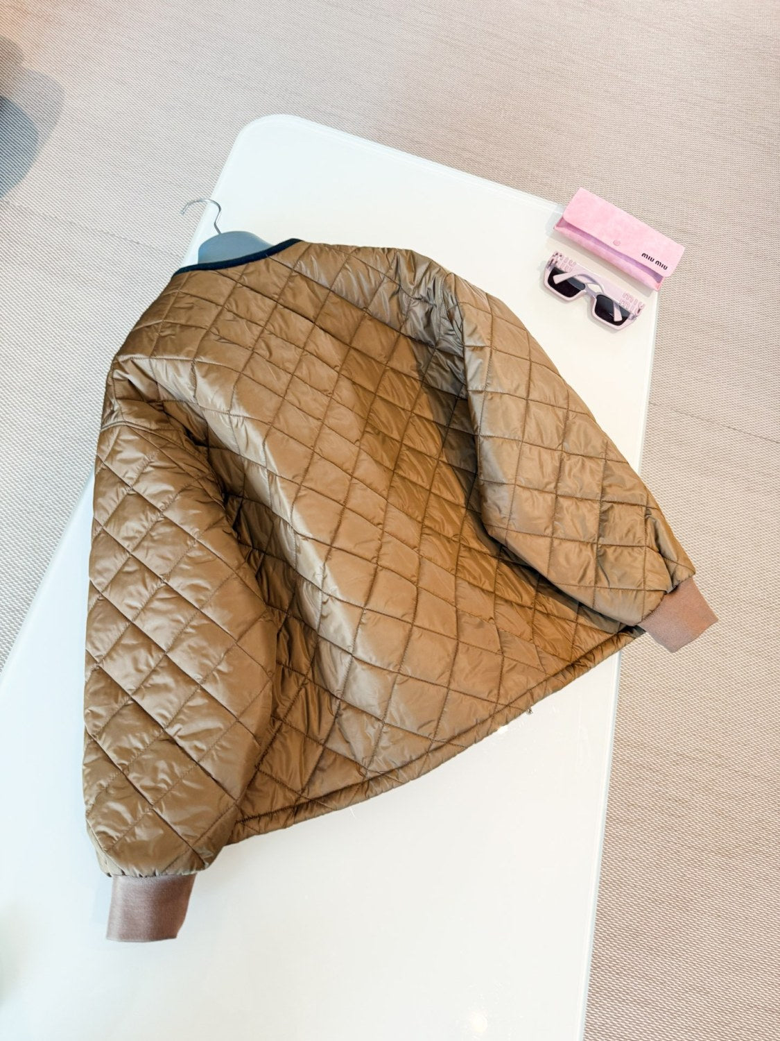 Prada Cork Beige Quilted Light Re-nylon Jacket #326852