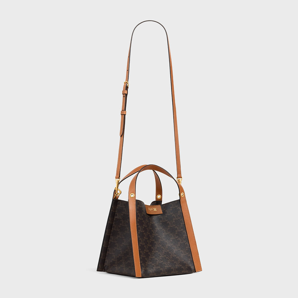 Celine Small Cube Bag in Triomphe Canvas and Natural Calfskin #377768