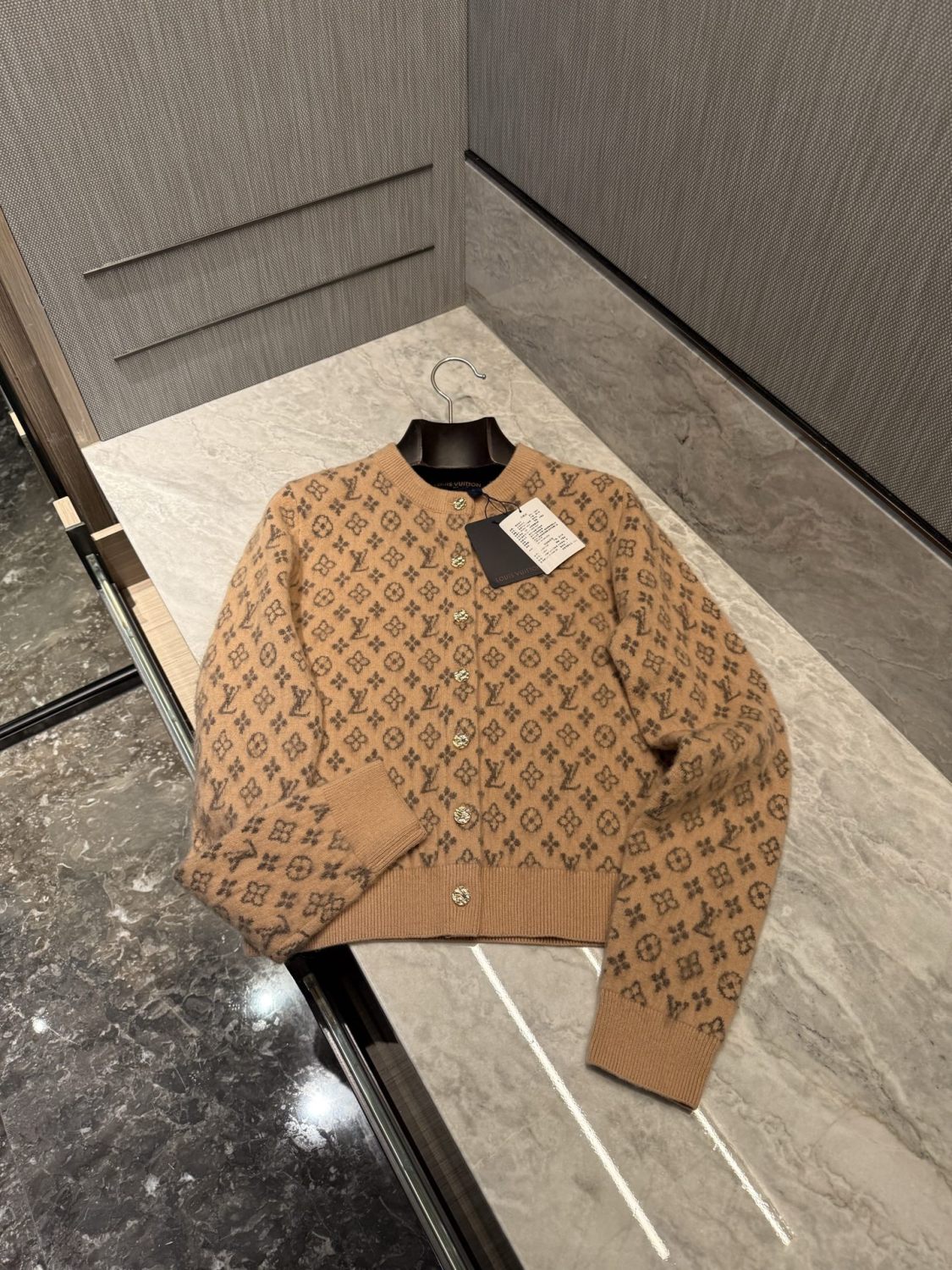 Louis Vuitton Brushed Monogram Cardigan Cashmere Alpaca #333137