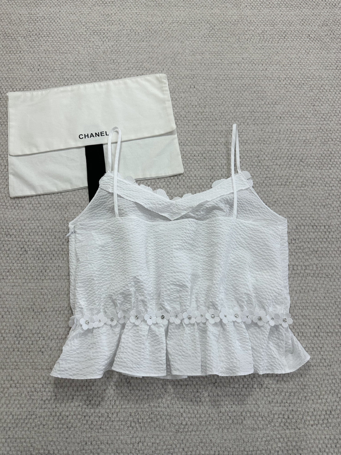 Chanel Top Embroidered Cotton White #375690