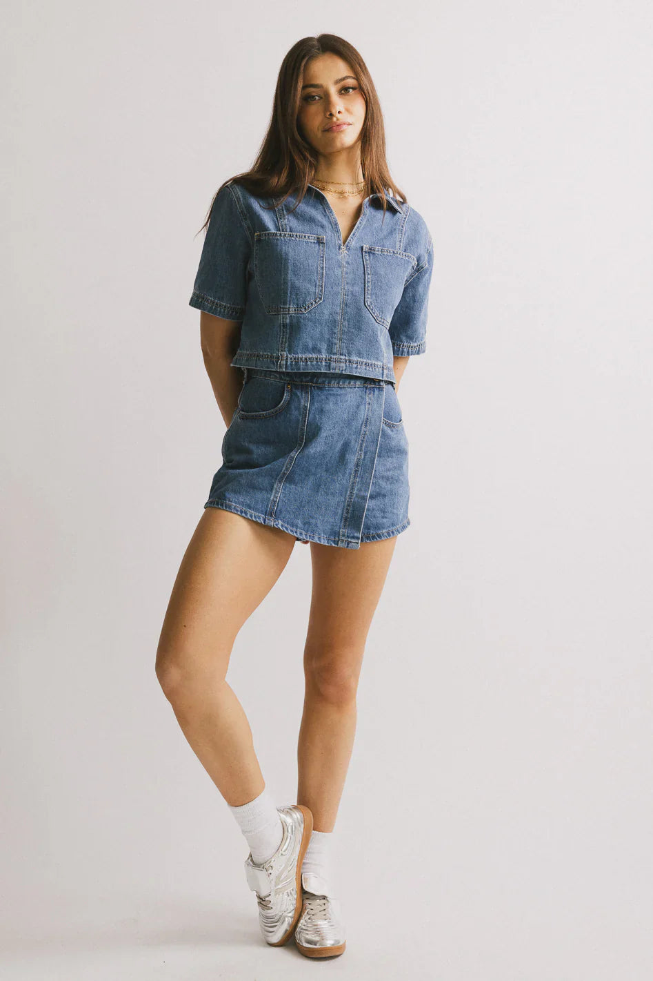 Gretta Collared Denim Top