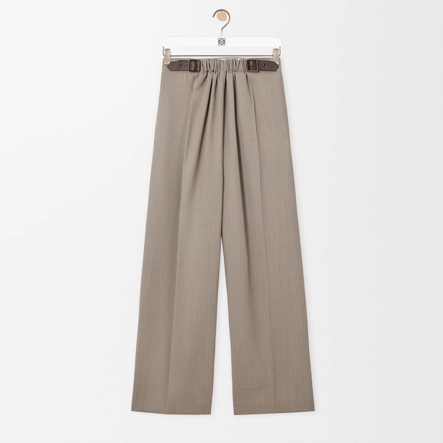 Loewe Women's Spring/fall Classic Solid Color V Neck Single Button Long Sleeve Blazer Paired With Solid Color Elastic Waist Straight Leg Suit Pants Suit Set #79228
