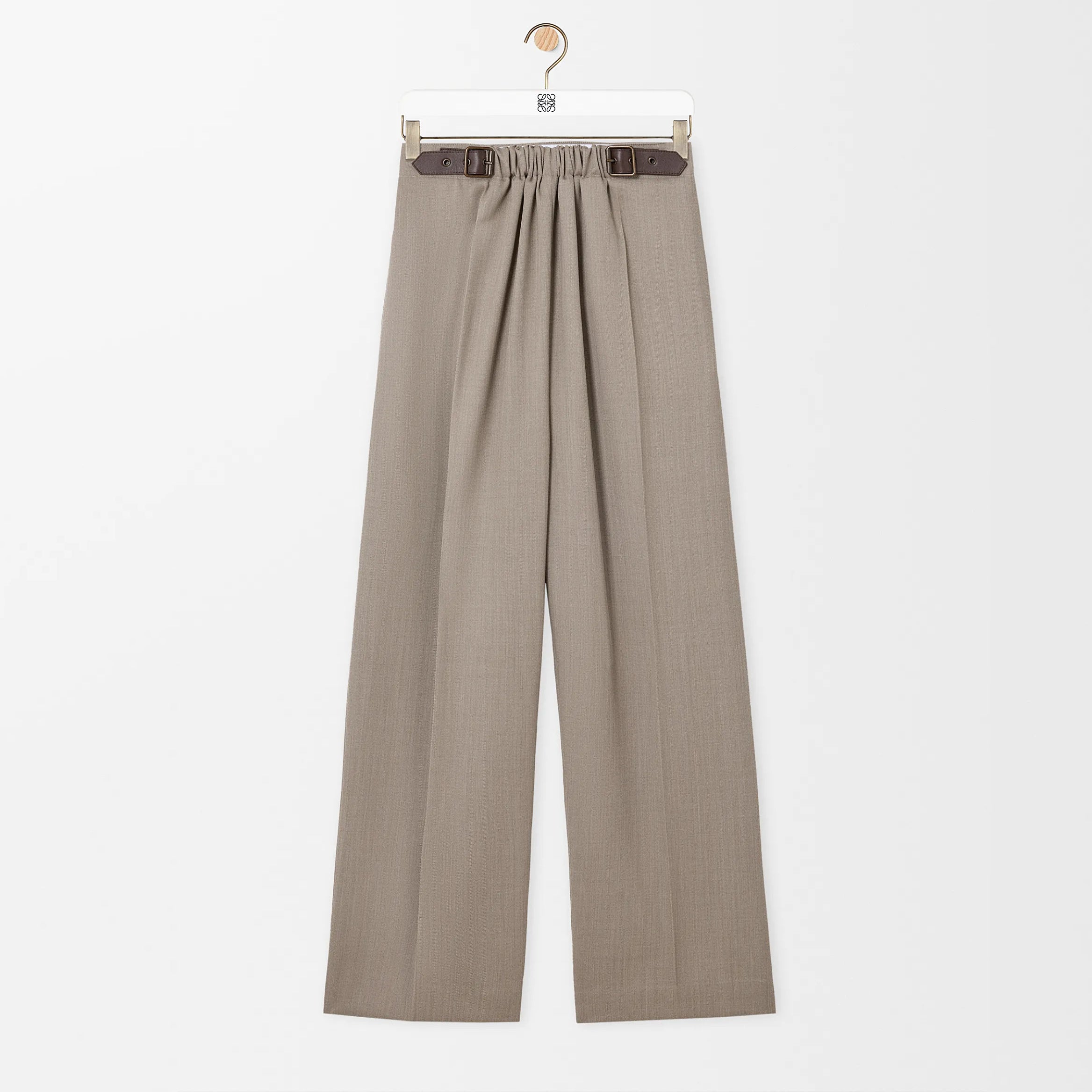 Loewe Women's Spring/fall Classic Solid Color V Neck Single Button Long Sleeve Blazer Paired With Solid Color Elastic Waist Straight Leg Suit Pants Suit Set #79228