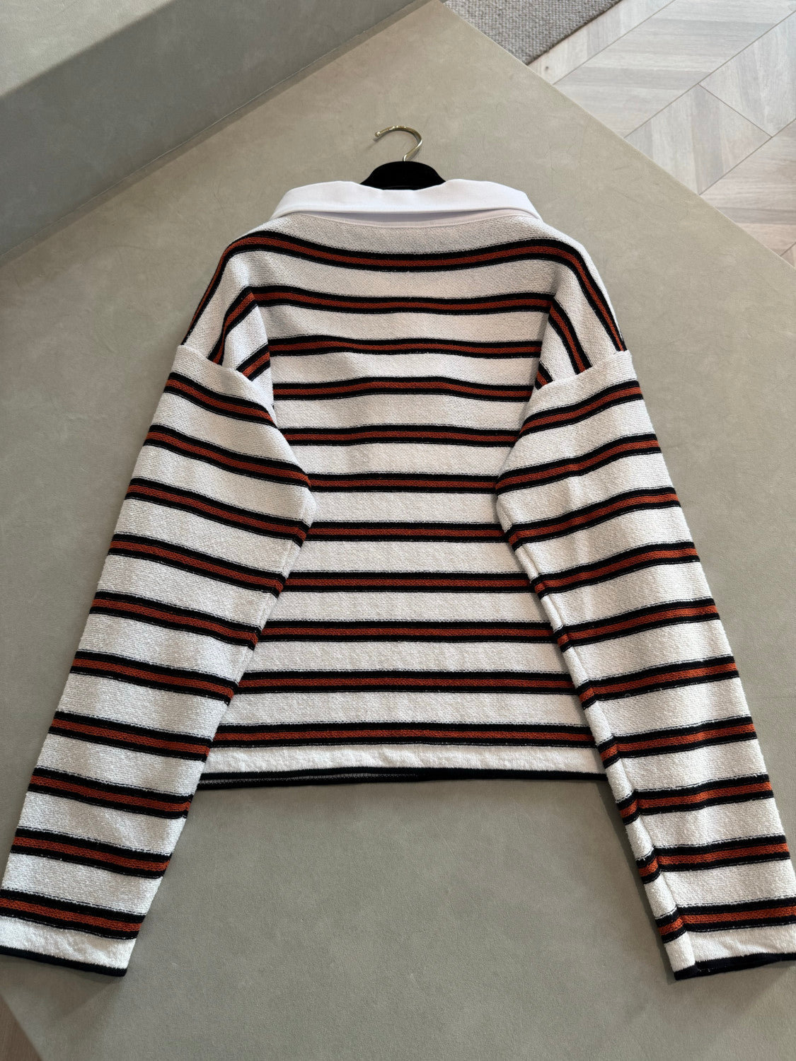 Chanel Pullover Cotton White Navy Blue Brown #335730