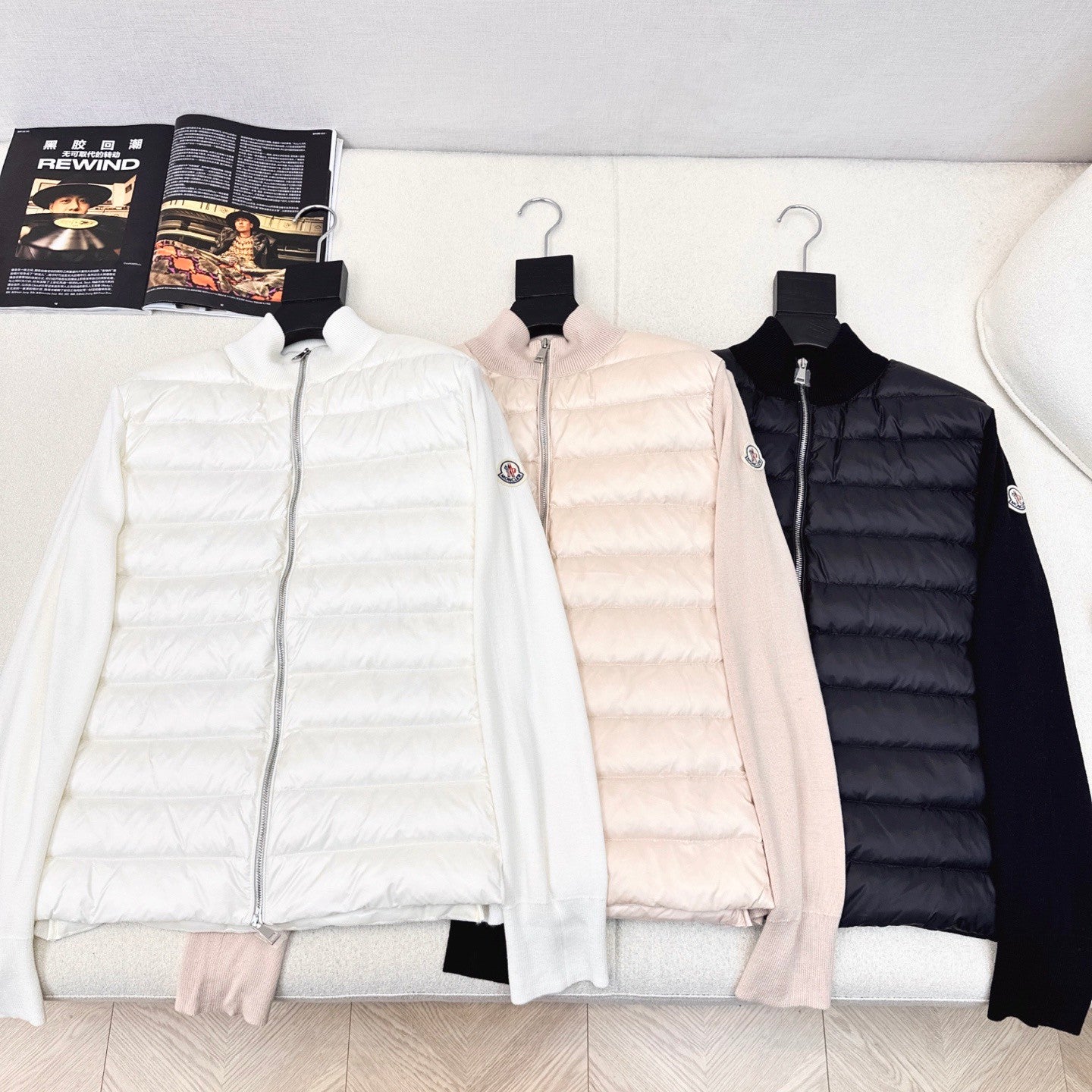 Moncler Cardigan Women's Ski Solid Color Snow Mountain Stand Collar Wool Goose Down Down Jacket#333081