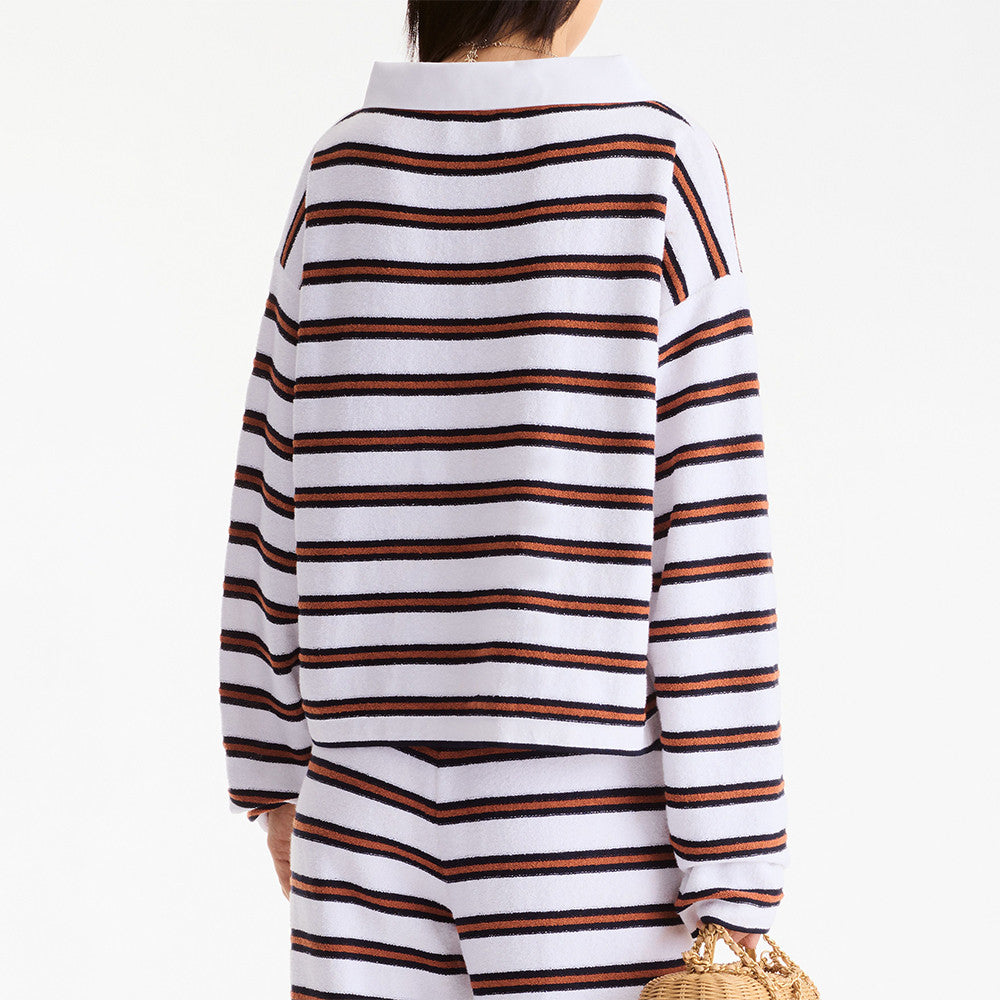 Chanel Pullover Cotton White Navy Blue Brown #335730