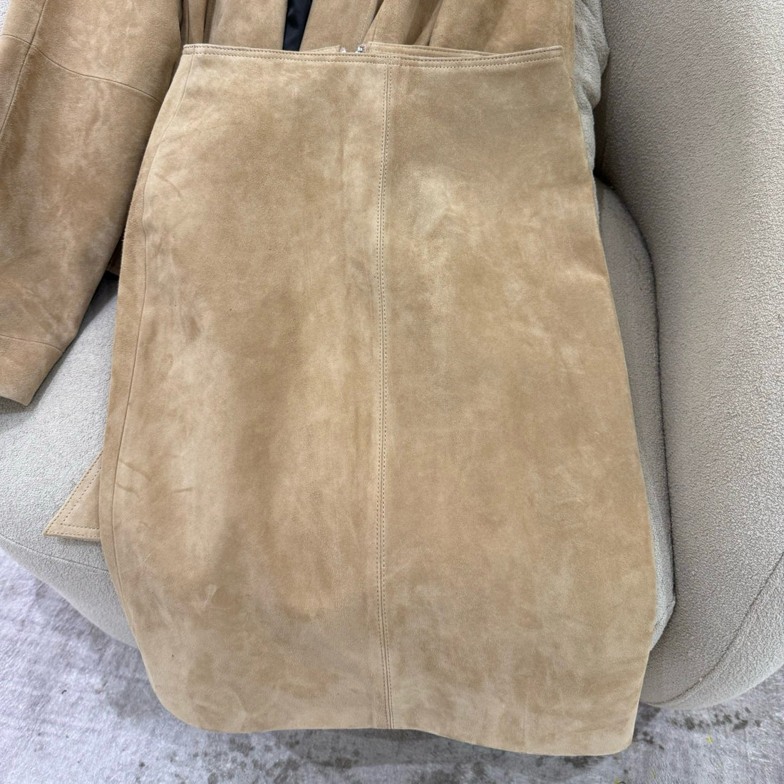 The Row Women's Fall/Winter Goat Suede Buckle-Free Waistcoat With Belt Solid-Color Casual Long Skirt Suit Set Ngvp #2531