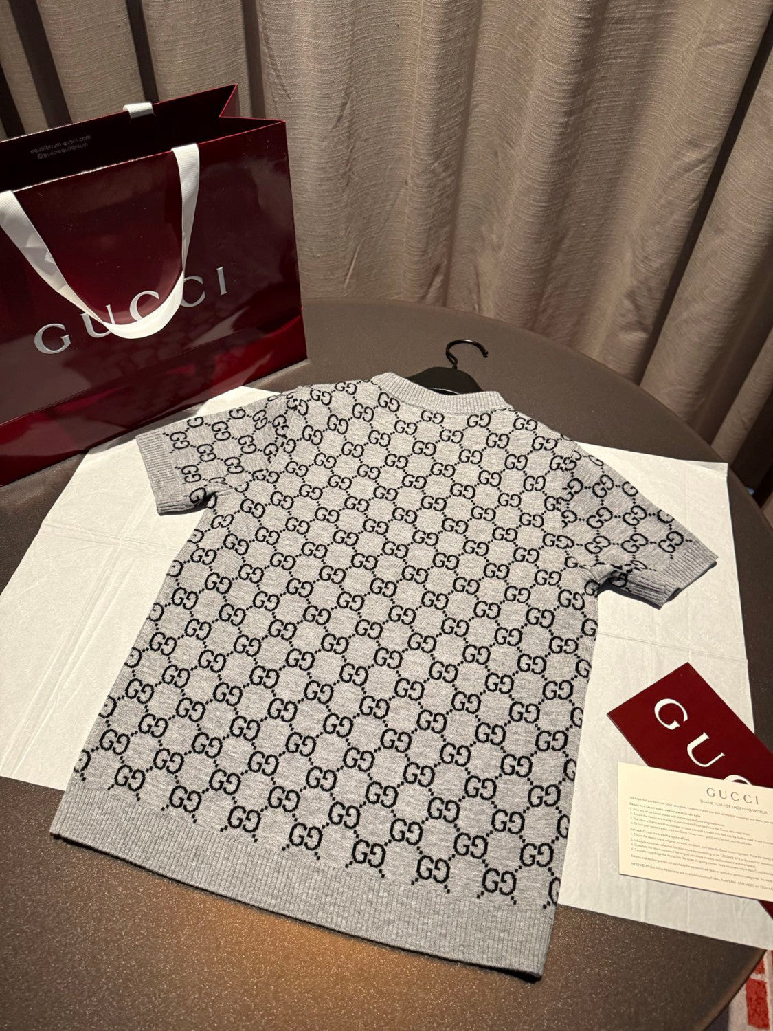 GUCCI Reversible GG Wool Jacquard Top Grey Black #334215