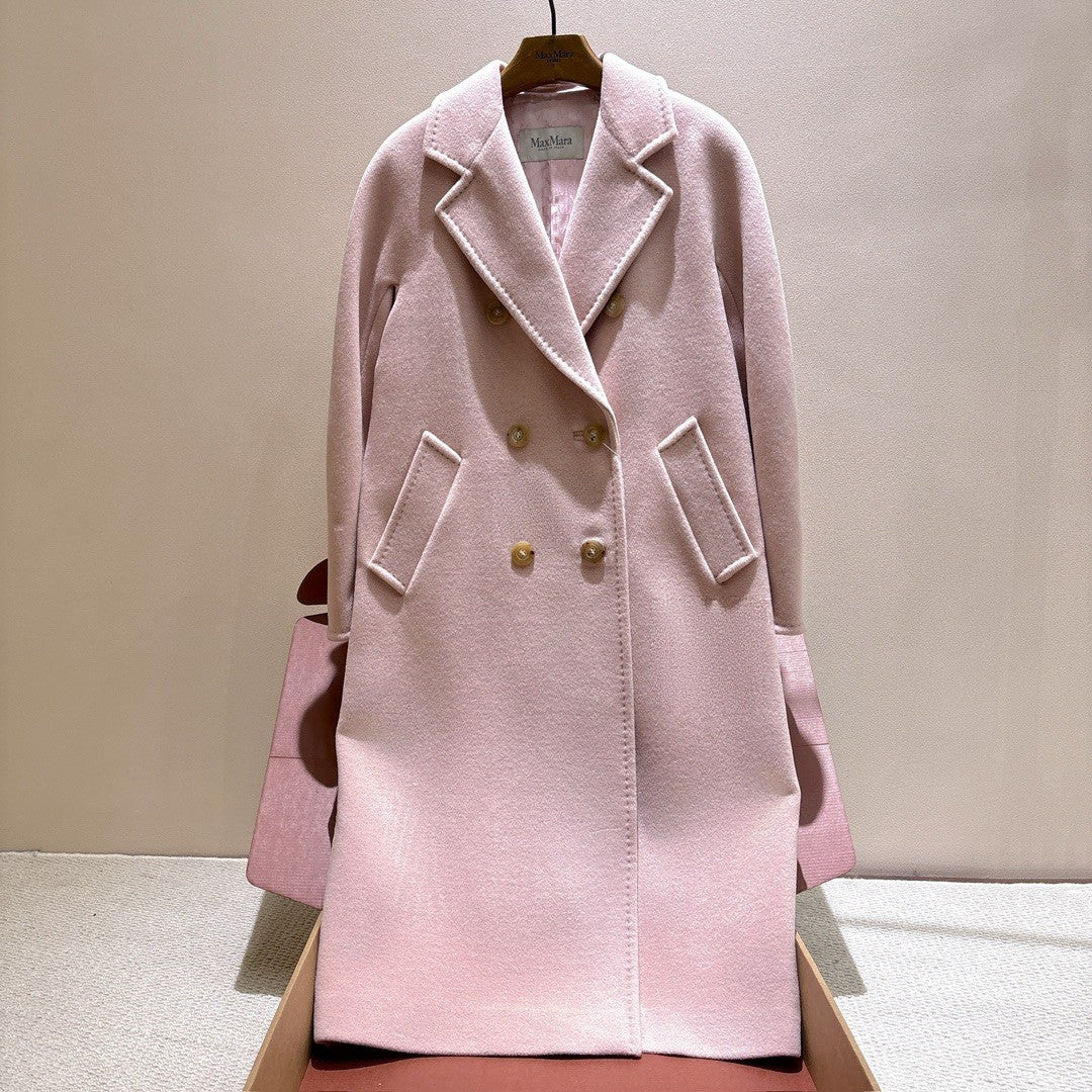 MaxMara Women's Fall/Winter Fashion Classic Solid Color V Neck Single Breasted Long Sleeve Mid Length Coat Jacket #79426