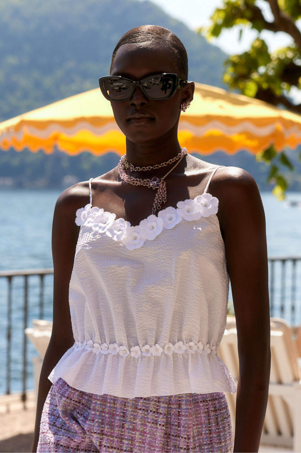 Chanel Top Embroidered Cotton White #377745