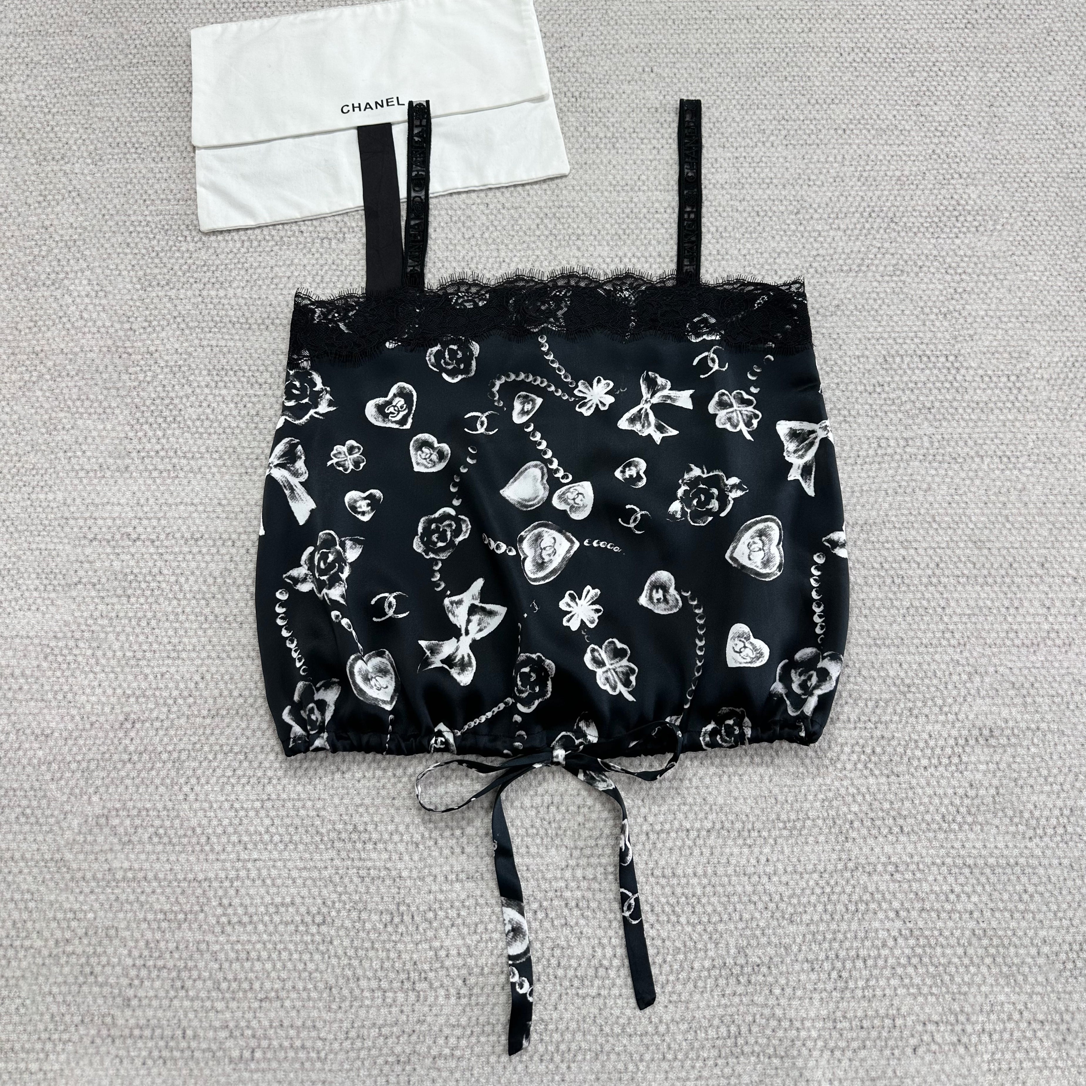Chanel Women's Summer Fashion Casual Silk Print Patchwork Lace Letter Embroidery Sleeveless Tank Top Vest #78694