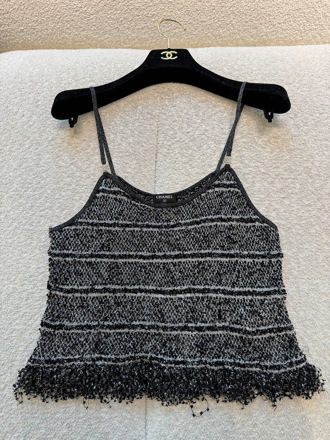 Chanel Top Mixed Fibers Light Blue Black #335493