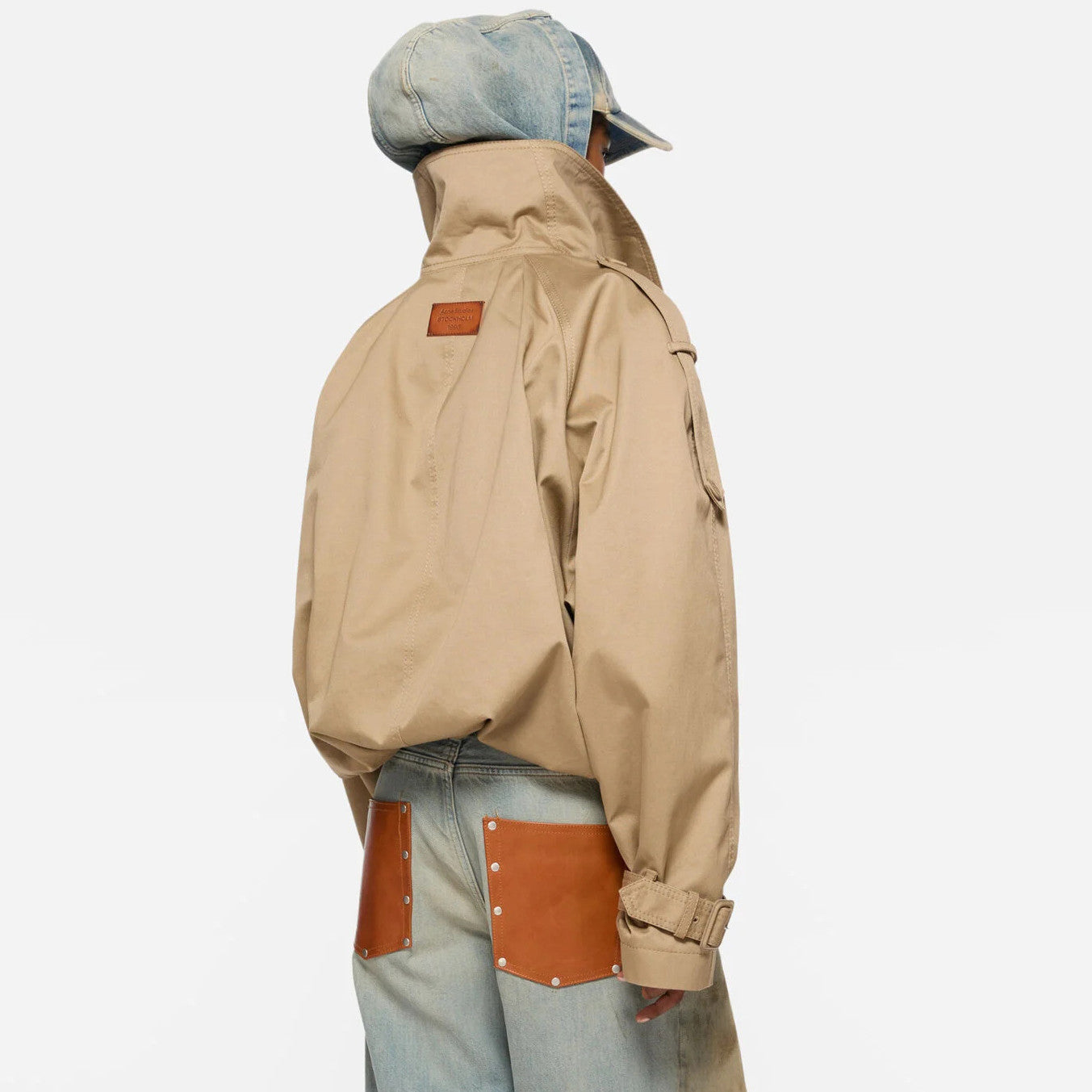 Acne Studios Women's Spring/Fall Fashion Casual Love You Solid Color High-Neck Double-Breasted Twill Trench Coat Short Jacket #78969