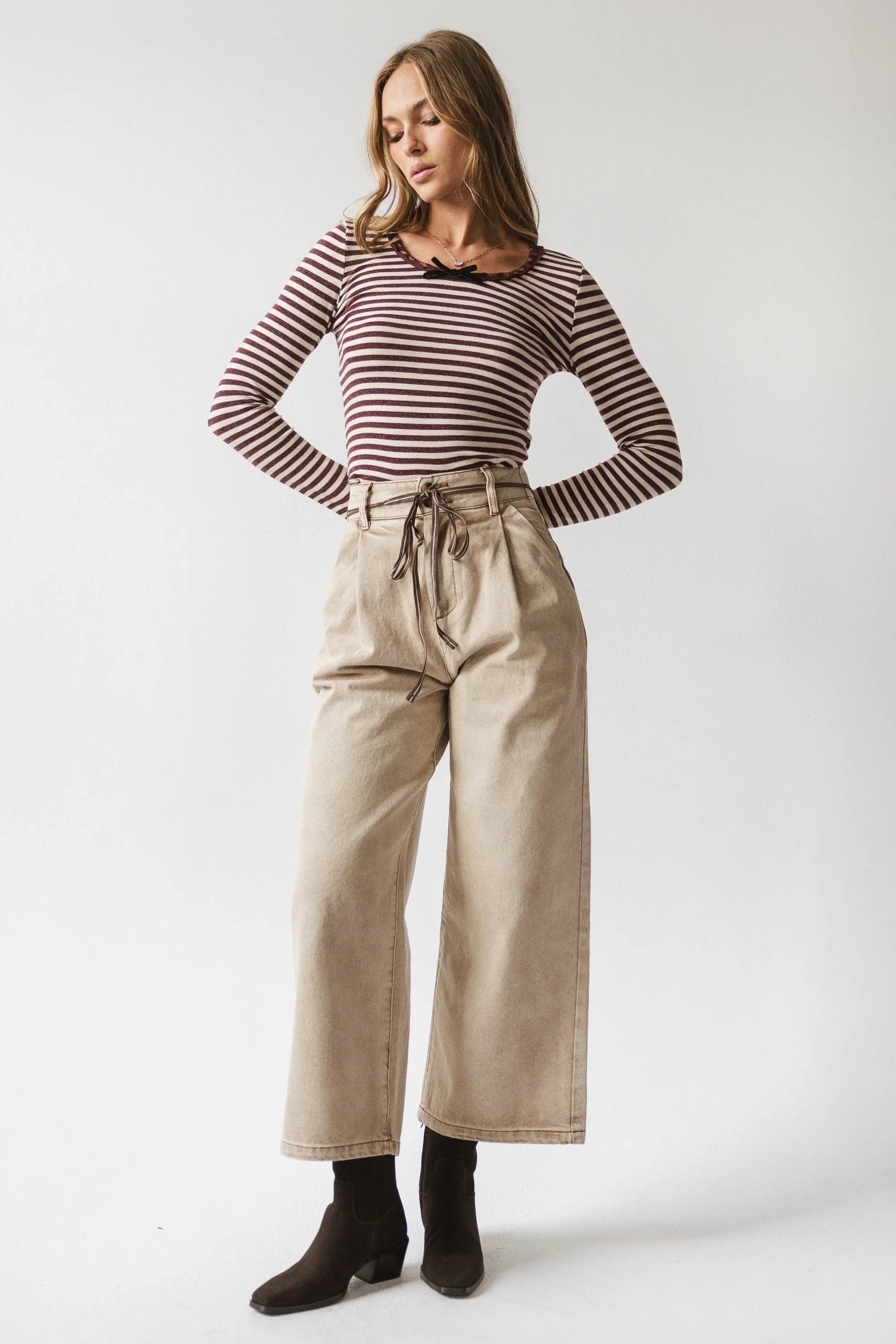 Kiya Striped Top in Burgundy