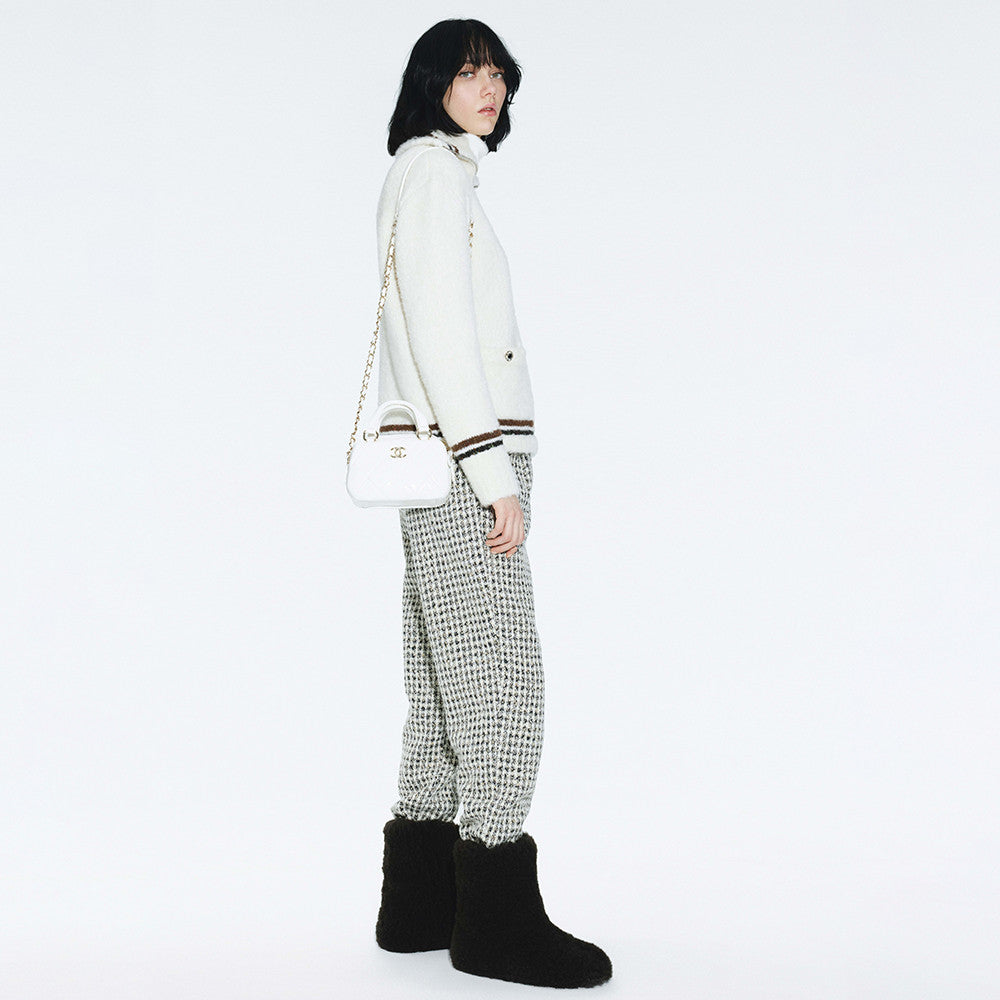 Chanel Sweater Cashmere Alpaca White Brown #376477