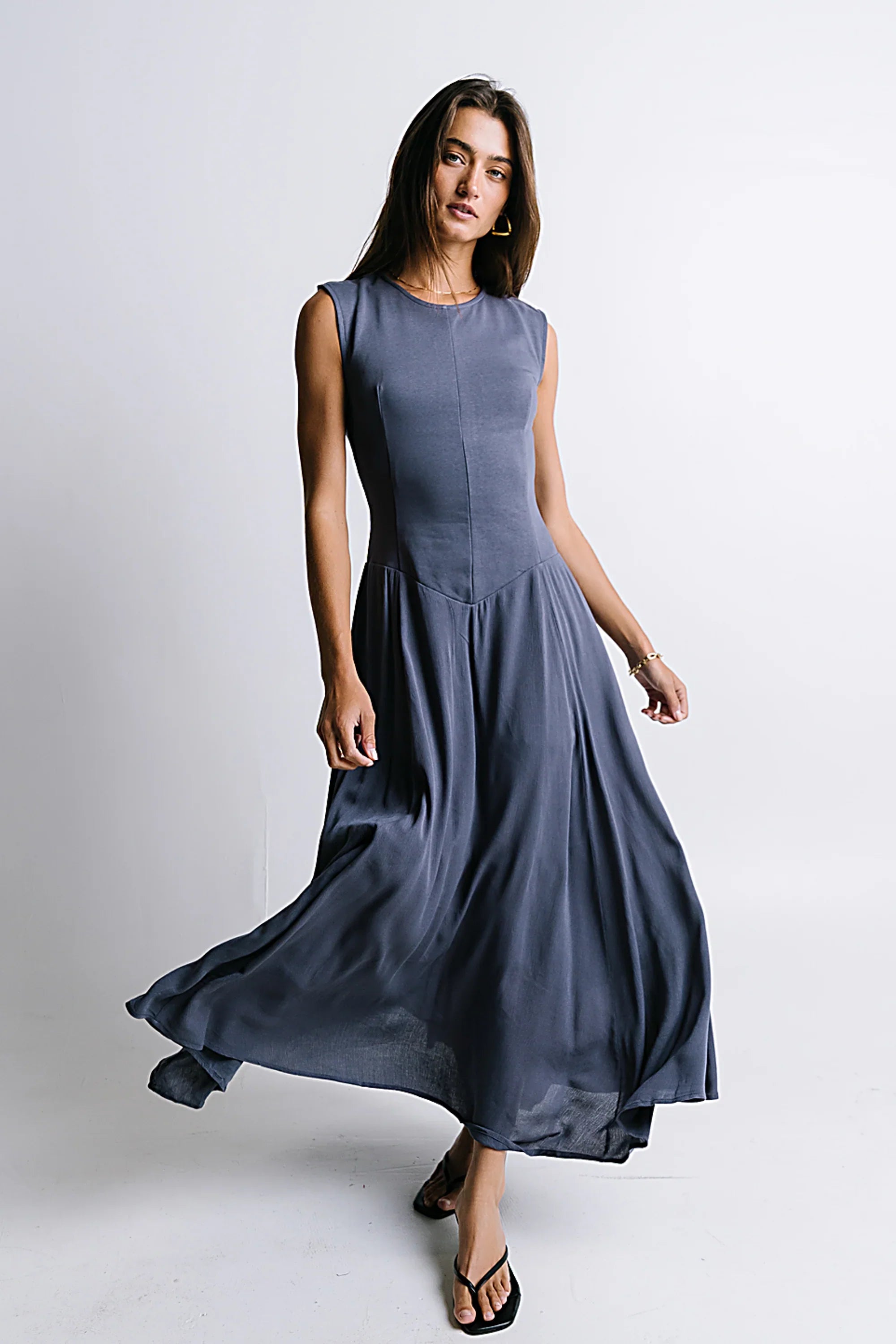 Charles Maxi Dress in Slate Blue