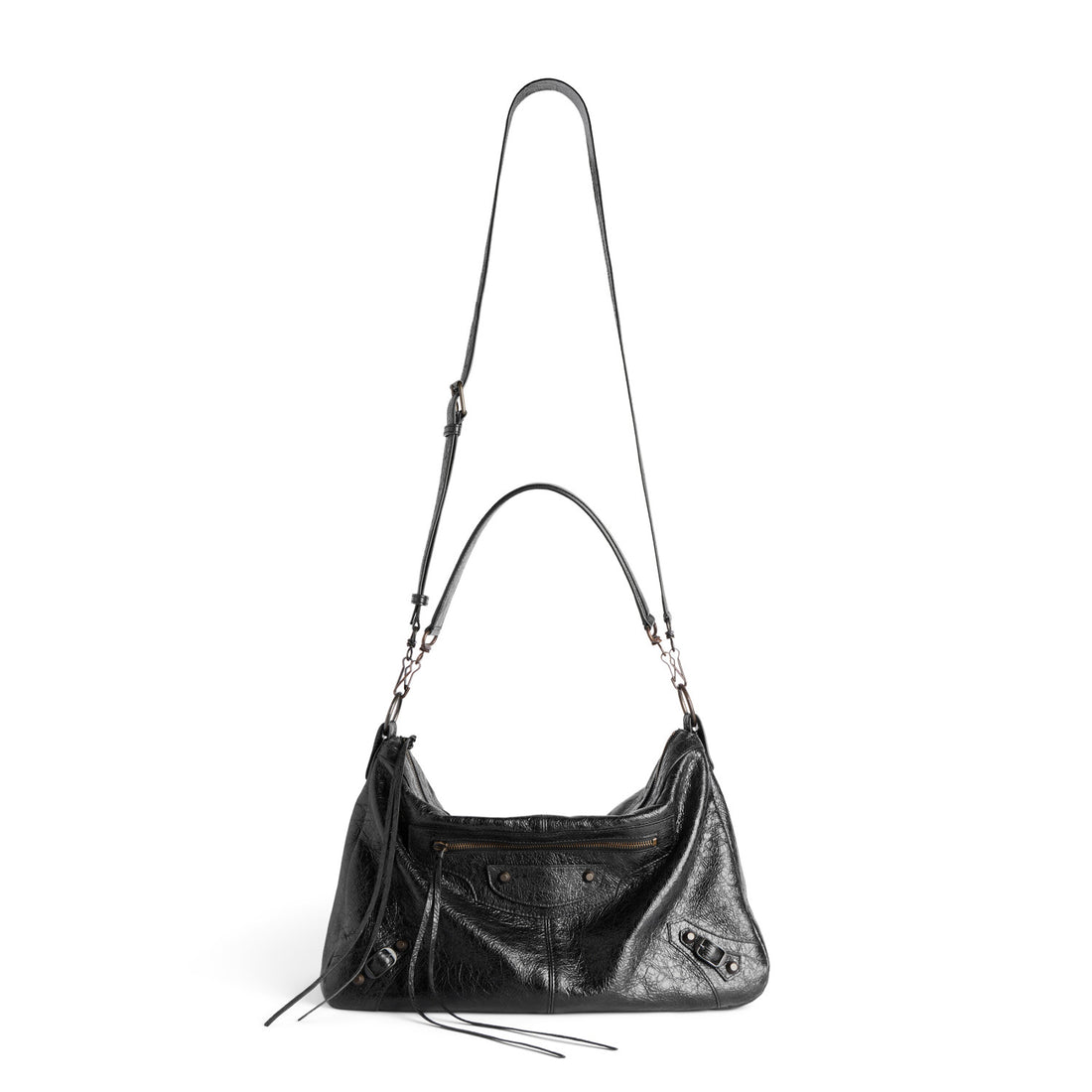 Balenciaga LE CITY MOTO Men's And Women's Fashion Solid Color Leather Zipper Closure Large Capacity Adjustable Shoulder Strap Biker Bag Travel Tote Shoulder Bag Bags 8461862ABEK1000 #79568