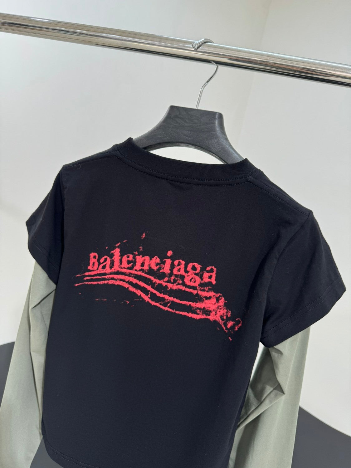 Balenciaga WASHED CRAYON POLITICAL Men's And Women's Spring/fall Casual Fashion Crewneck Pullover Retro Stretch Knit Fabric Slim Fit Short Sleeve T-shirt #79383