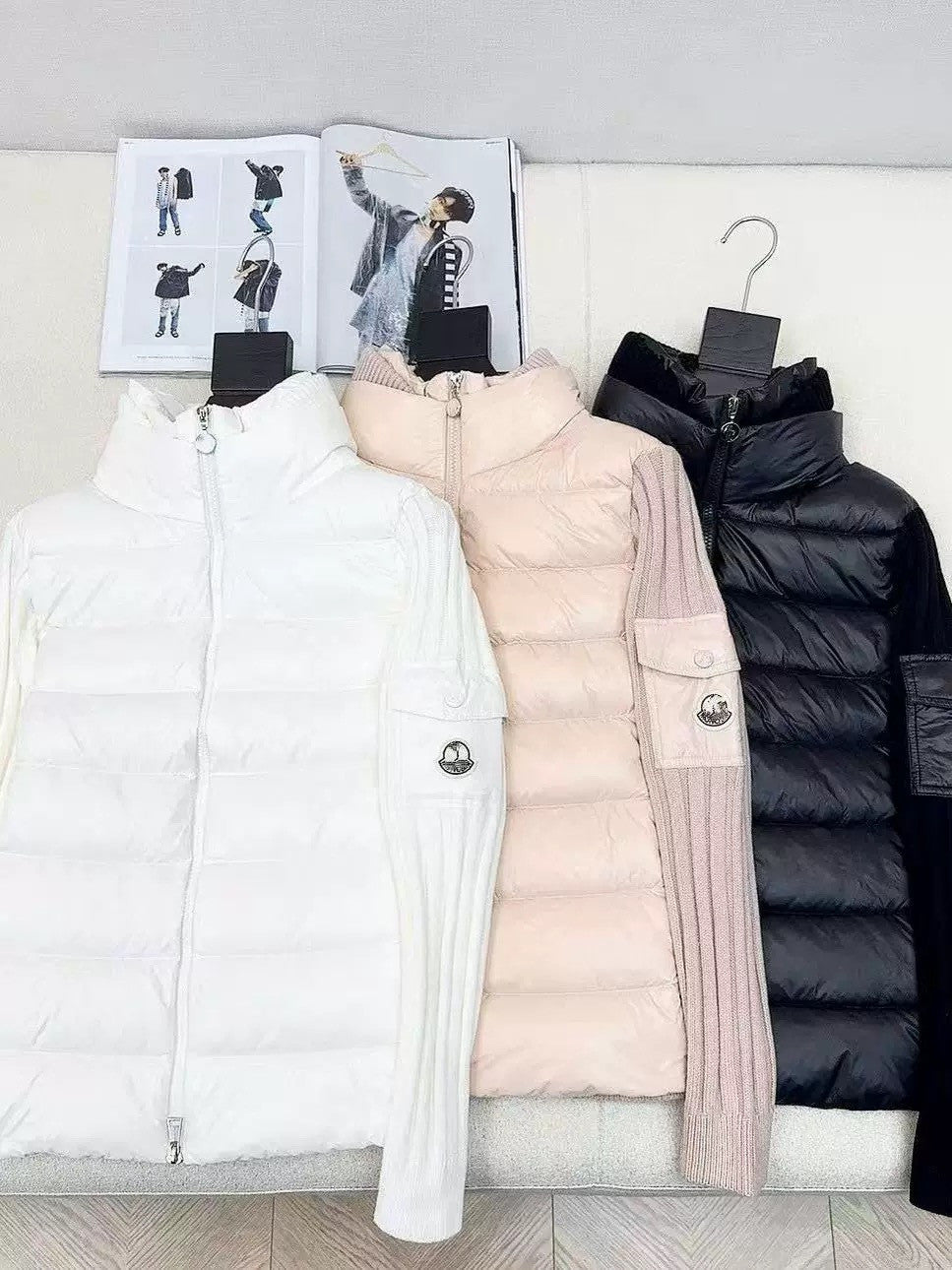 Moncler Cardigan Women's Ski Solid Color Snow Mountain Stand Collar Wool Goose Down Down Jacket#333081