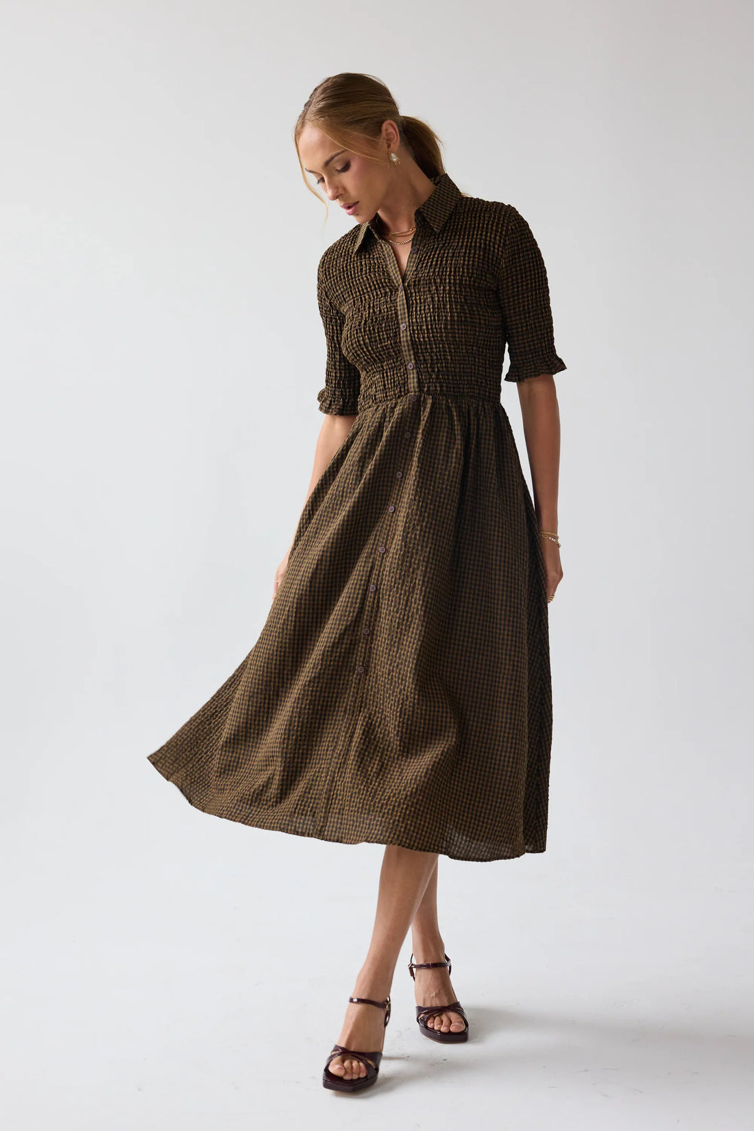 Jonas Gingham Midi Dress